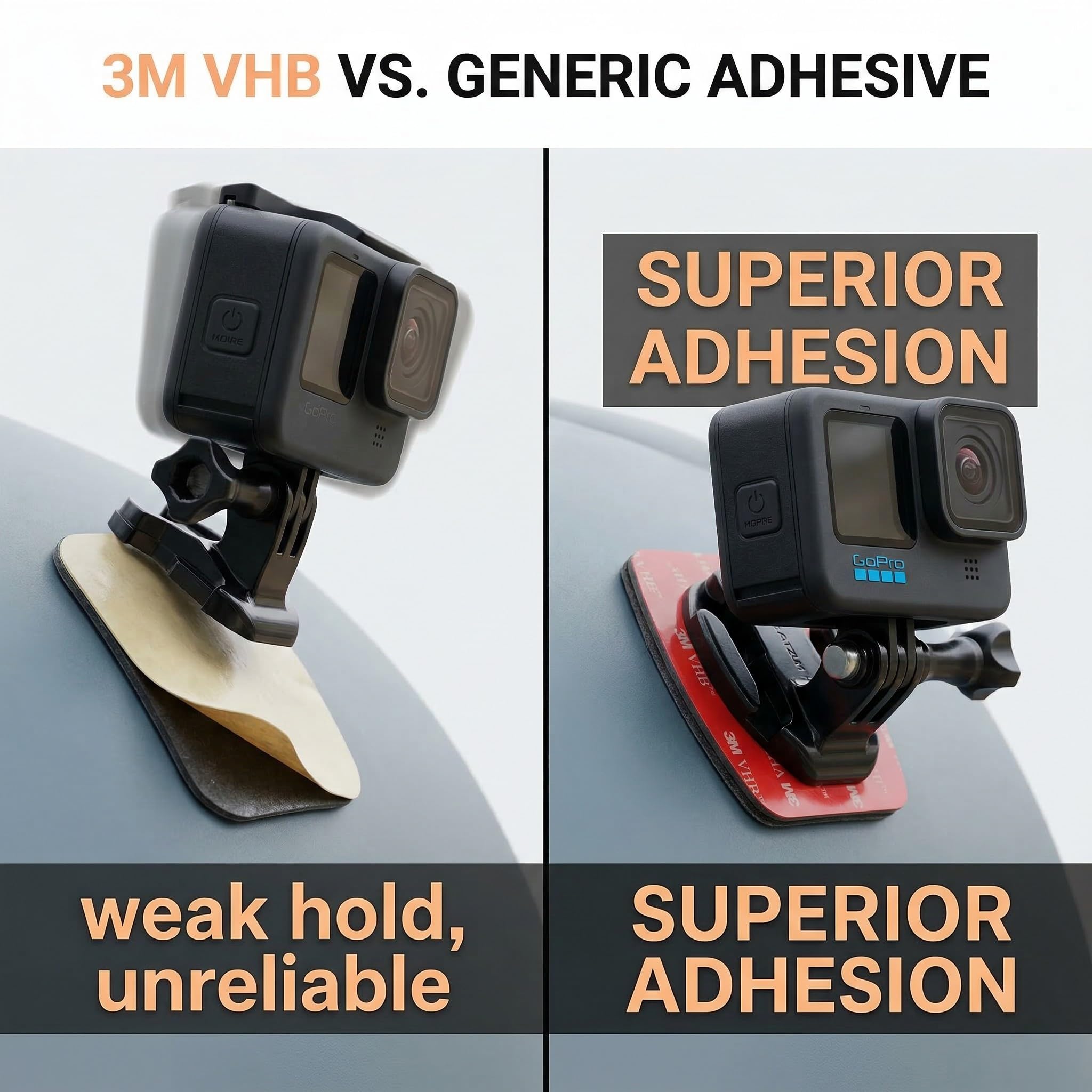 12 pz Supporti Adesivi Piatto Curvo con Pad Adesivo per Casco, Montaggio con Colla 3M Compatibile con GoPro Hero 12/11/10/9/8/7/6/5/4/3 Action Camere