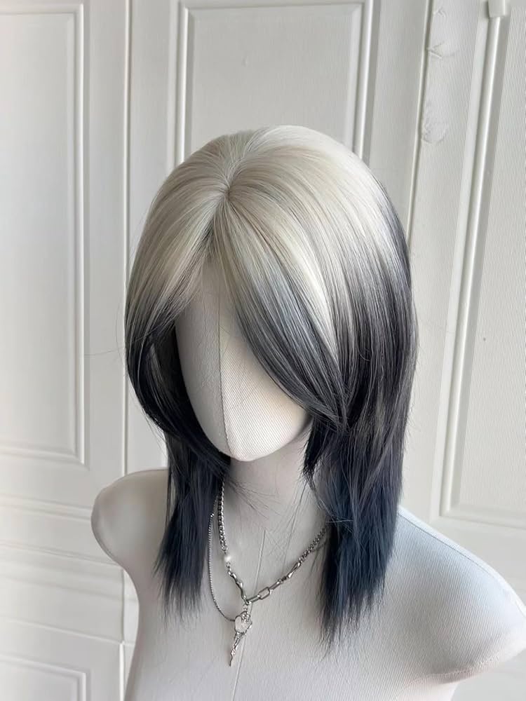 Amazon.co.jp: ウィッグ ウルフカット セミロング ストレート 紫