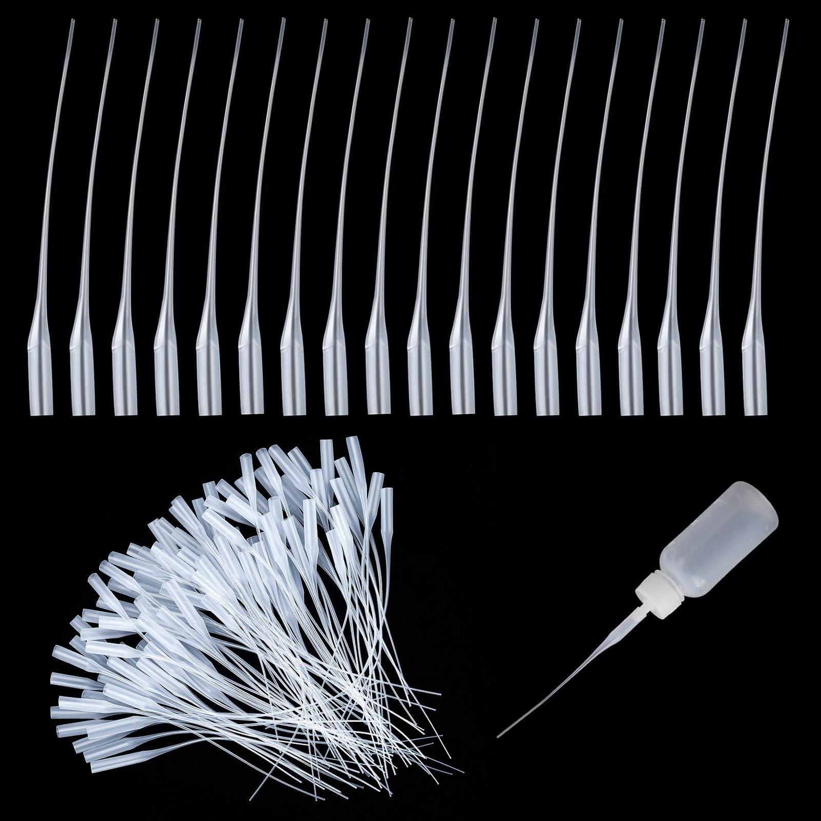 Glue Tips, 200 Pcs Glue Micro-Tips Plastic Glue Bottle Tips Glue Extender Precision Applicator for Crafting, Lab Dispensing, Adhesive Dispensers, Arts Crafts Hobby Guitar Fret Slot, White