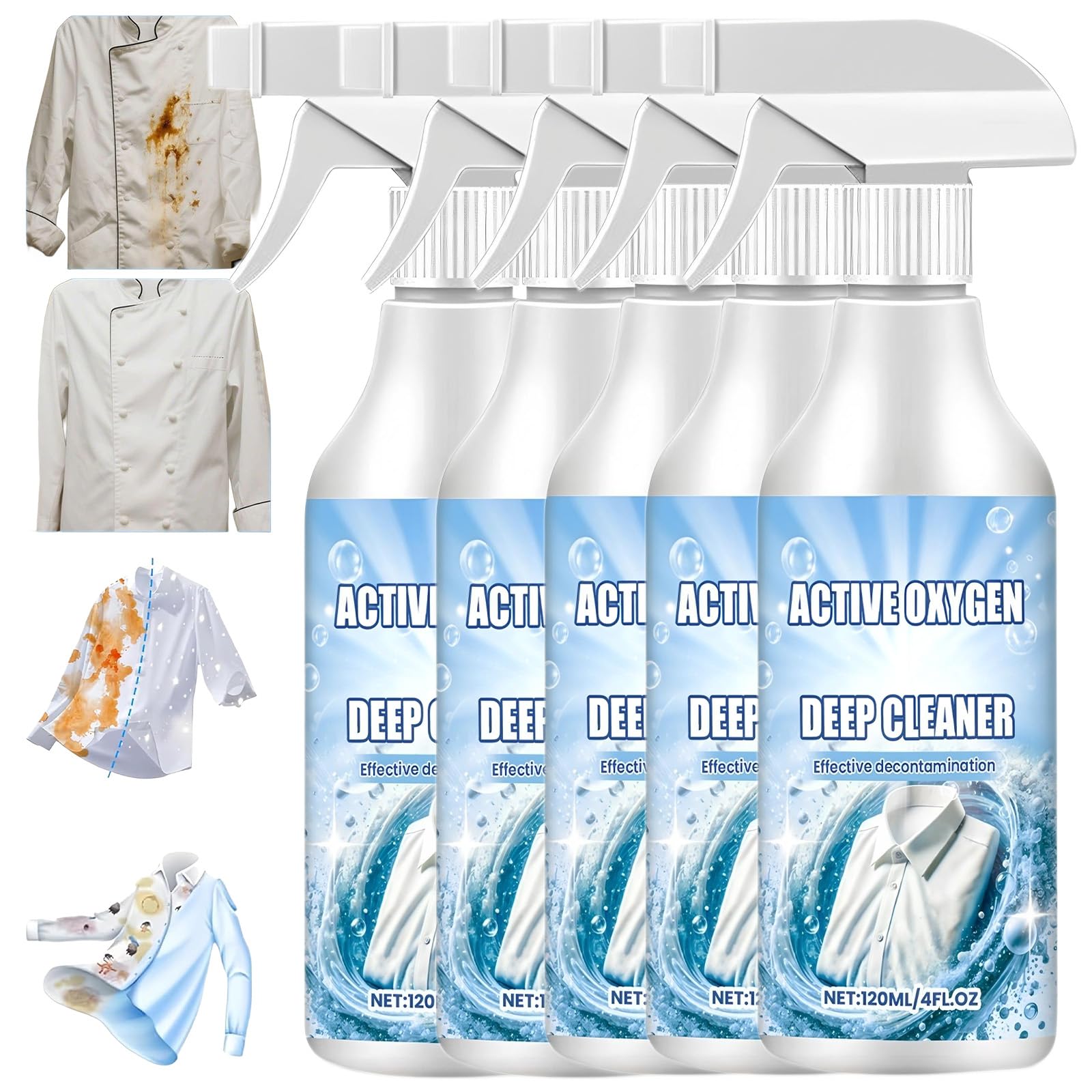 Rostentferner für Kleidung, Hochleistungs-Fleckenreiniger für Stoffe, Wäschefleckenentferner-Spray für Kleidung, keine scharfen Chemikalien - effektiver robuster Fleckenentferner (5pcs)
