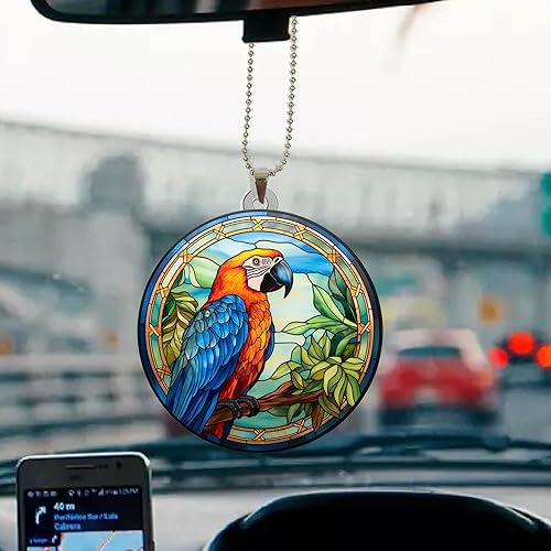 Miniatura 2 de Adorno de guacamayo para espejo retrovisor de coche, accesorios para árbol de Navidad, decoración colgante colgante interior para retrovisor, regalo