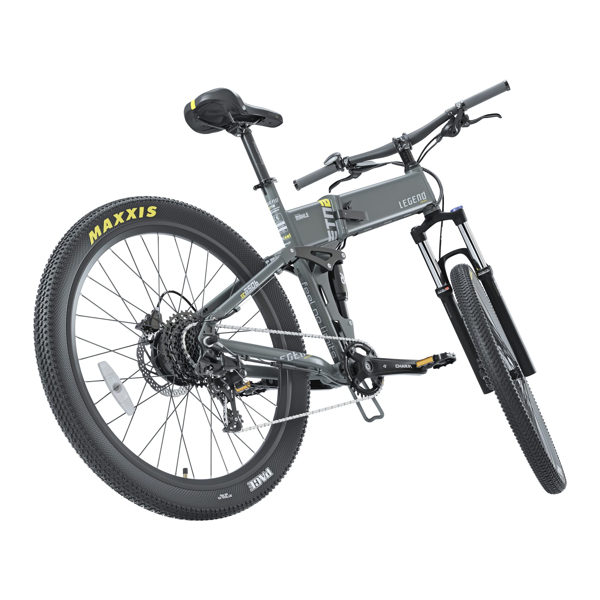LEGEND EBIKES Etna, Bici Elettrica Pieghevole Mountain Bike Batteria Rimovibile 36V 14Ah, 25km/h, eBike 250W, 11 Velocità, Bicicletta Elettrica Ruote 27,5" Bici Elettriche, Smartbike Grigio