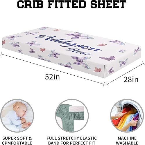Miniatura 5 de KAINSY - Juego de ropa de cama personalizada para cuna con nombre para niña, juegos de cuna de bebé con nombre personalizado para niños pequeños,