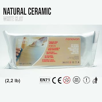 Ceramic CLAY Pulp, White 1000g(1 KG) No Baking Fine Art Figure sculpture Modeling Non-toxic natural Clay for gaming and Montessori classes