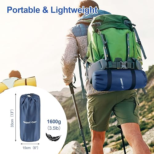 Miniatura 4 de Night Cat Colchoneta inflable doble para dormir con bomba de pie y almohada doble para camping, mochilero, senderismo, ultraligera, compacta,