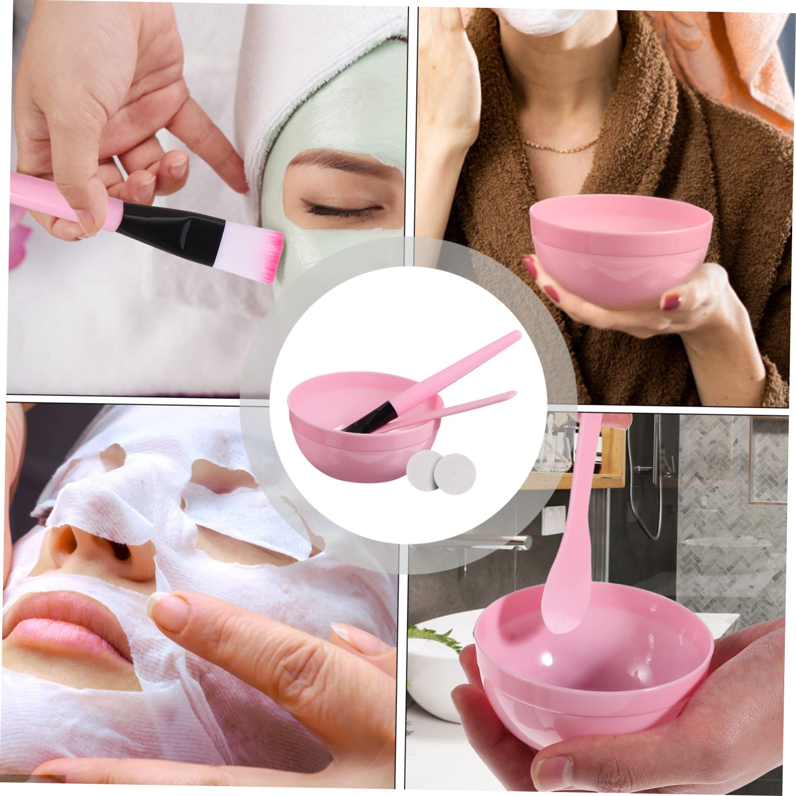 minkissy Facial Mask Brush and Bowl Set Compressed Face Mask Mixing Bowl for Skincare Tools