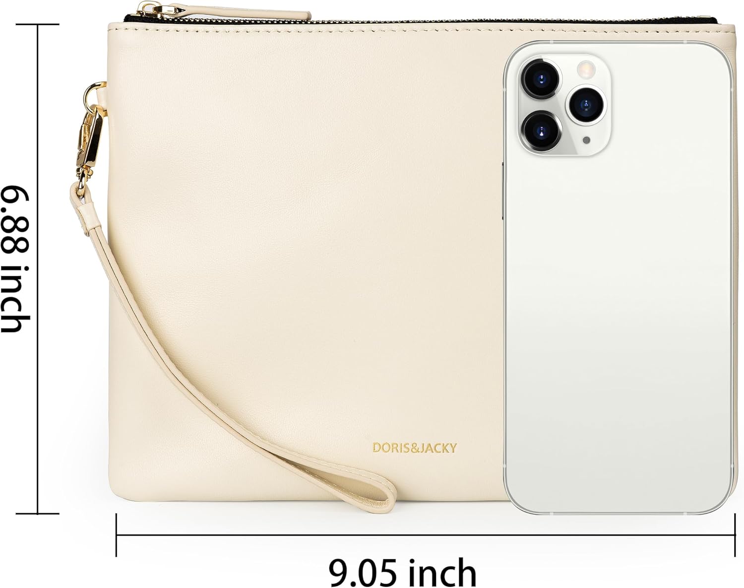 DORIS&JACKY Lambskin Leather Wristlet Clutch Purse for Women Soft Designer Slim Cell Phone Pouch Bag with Detachable Strap - Image 2