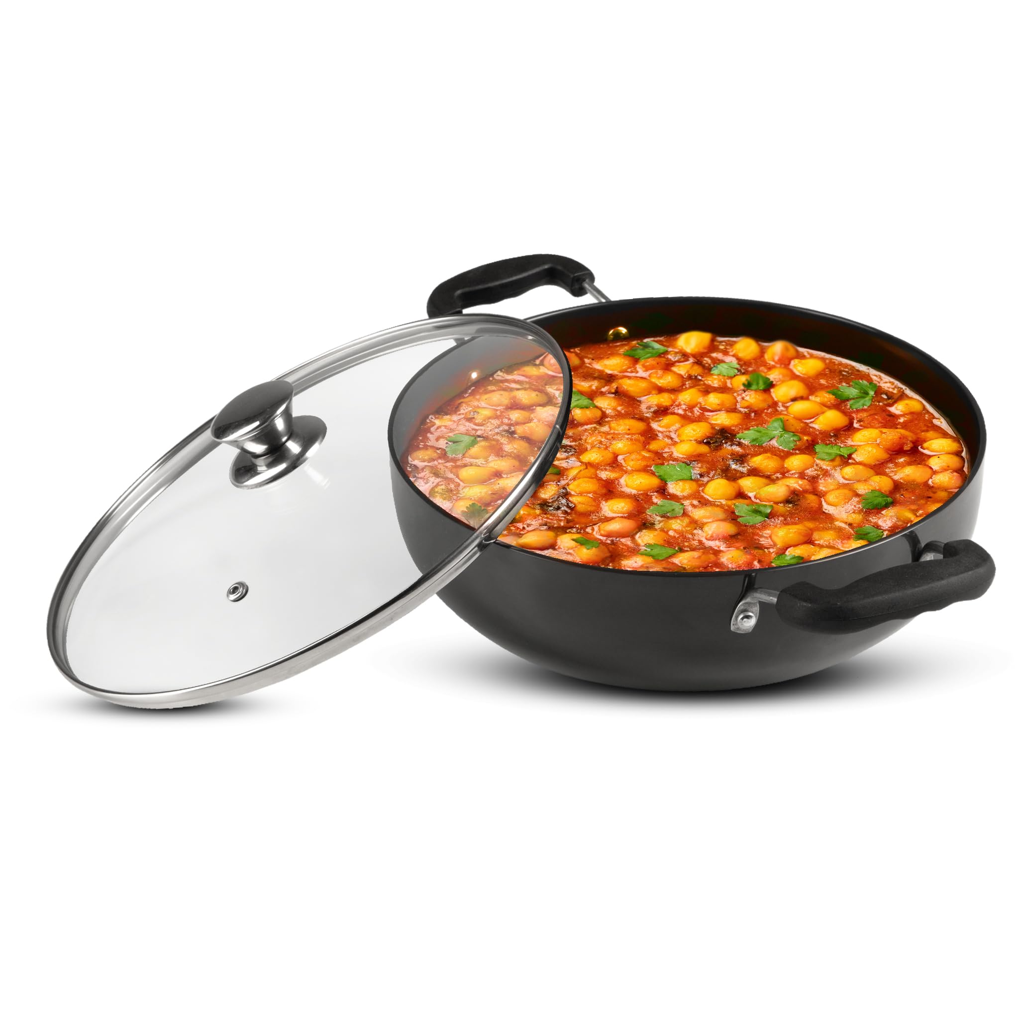 See full amazon price history chart for AGARO Elite Hard Anodised Kadhai with Glass Lid, 2.5L Capacity, 24 cm Diameter, Gas Oven Compatible, Riveted Handle, 3mm Thick Plate, Cooking, Frying, Serving, Black AGARO Elite Hard Anodised Kadhai with Glass Lid, 2.5L Capacity, 24 cm Diameter, Gas Oven Compatible, Riveted Handle, 3mm Thick Plate, Cooking, Frying, Serving, Black (B0C36TBLK6) Amazon Price History, Amazon Price Tracker