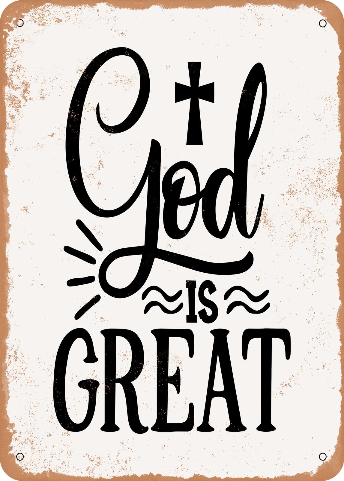 Miaomansenstore Metal Sign - God Is Great - Vintage Rusty Look Home Decor