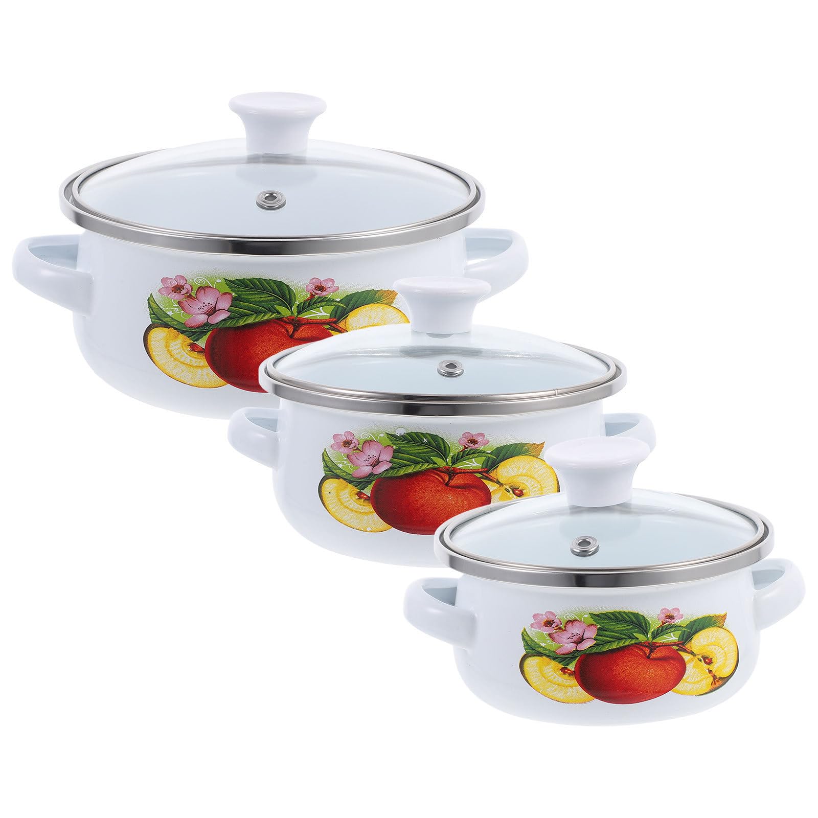 3 Piezas Mini Cacerola Esmaltada de Piezas Doble Asa para Sopa