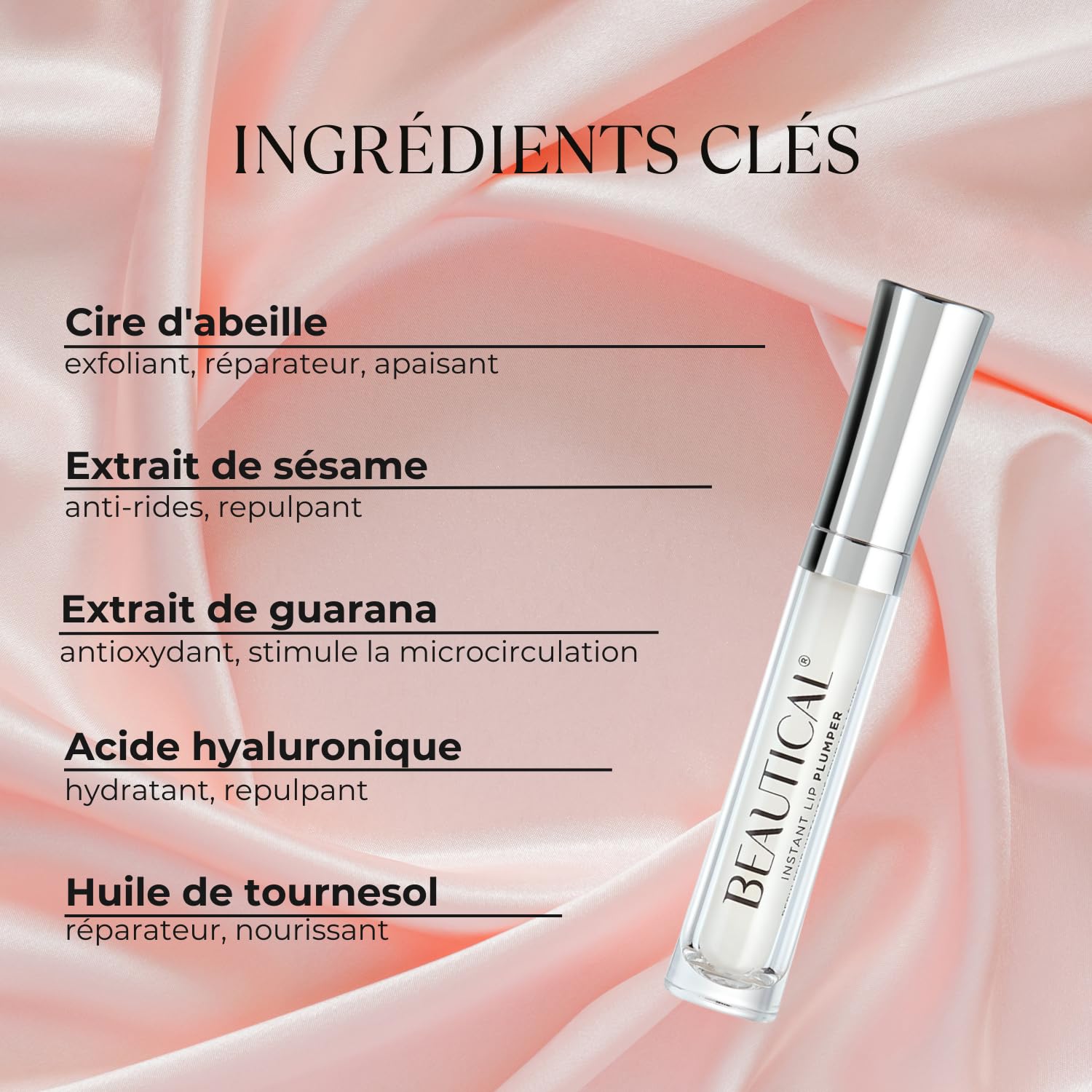 Repulpeur Instantané pour les Lèvres | Lèvres repulpées & pulpeuses | Lèvres plus pleines & plus douces | Apparence réduite des ridules | Acide Hyaluronique | Sérum clair | 5 ml