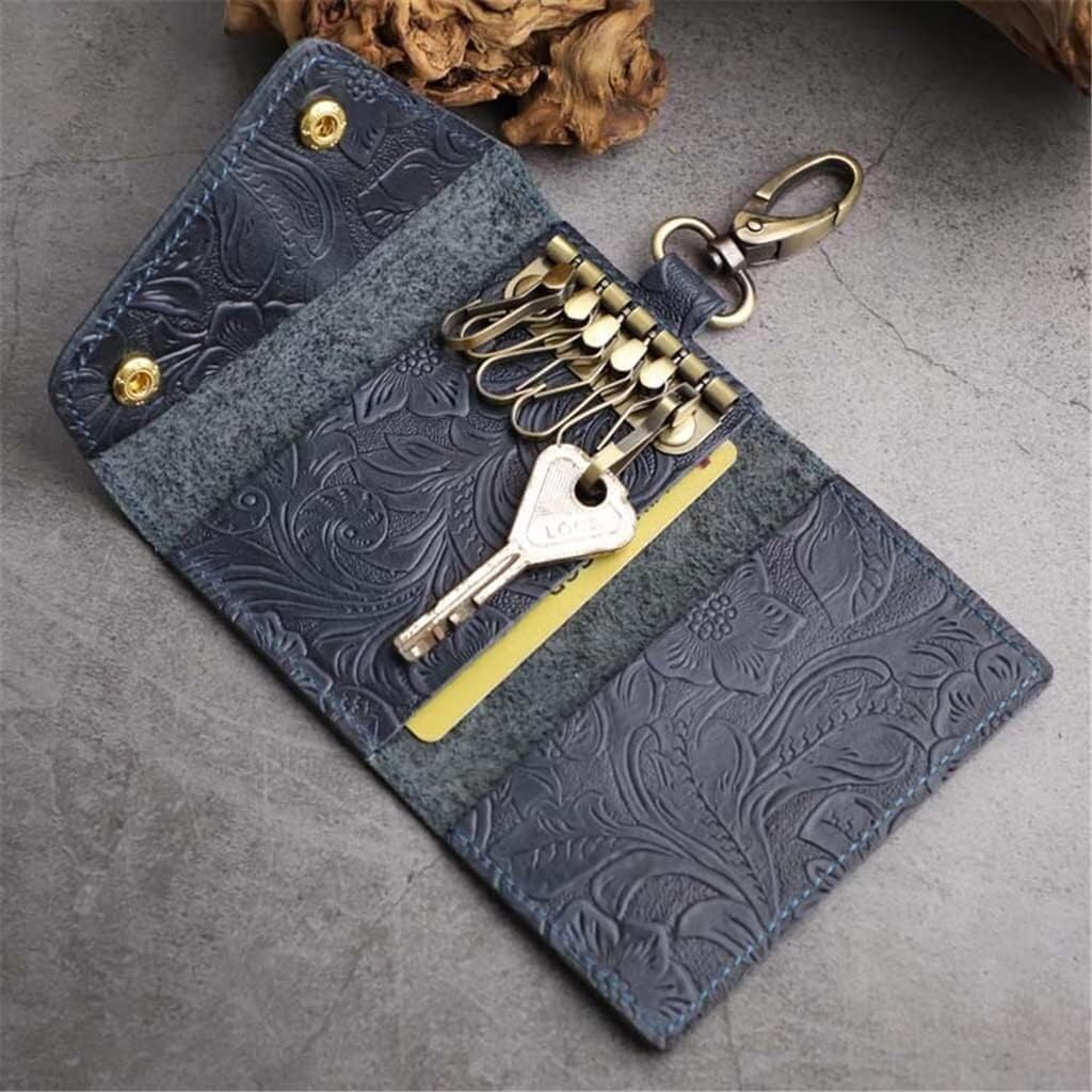 Borsa Portachiavi Fatta a Mano, Borsa Portachiavi da Uomo, Borsa Portachiavi retrò Multifunzionale, Borsa Porta Carte con Fibbia, da Appendere alla Vita