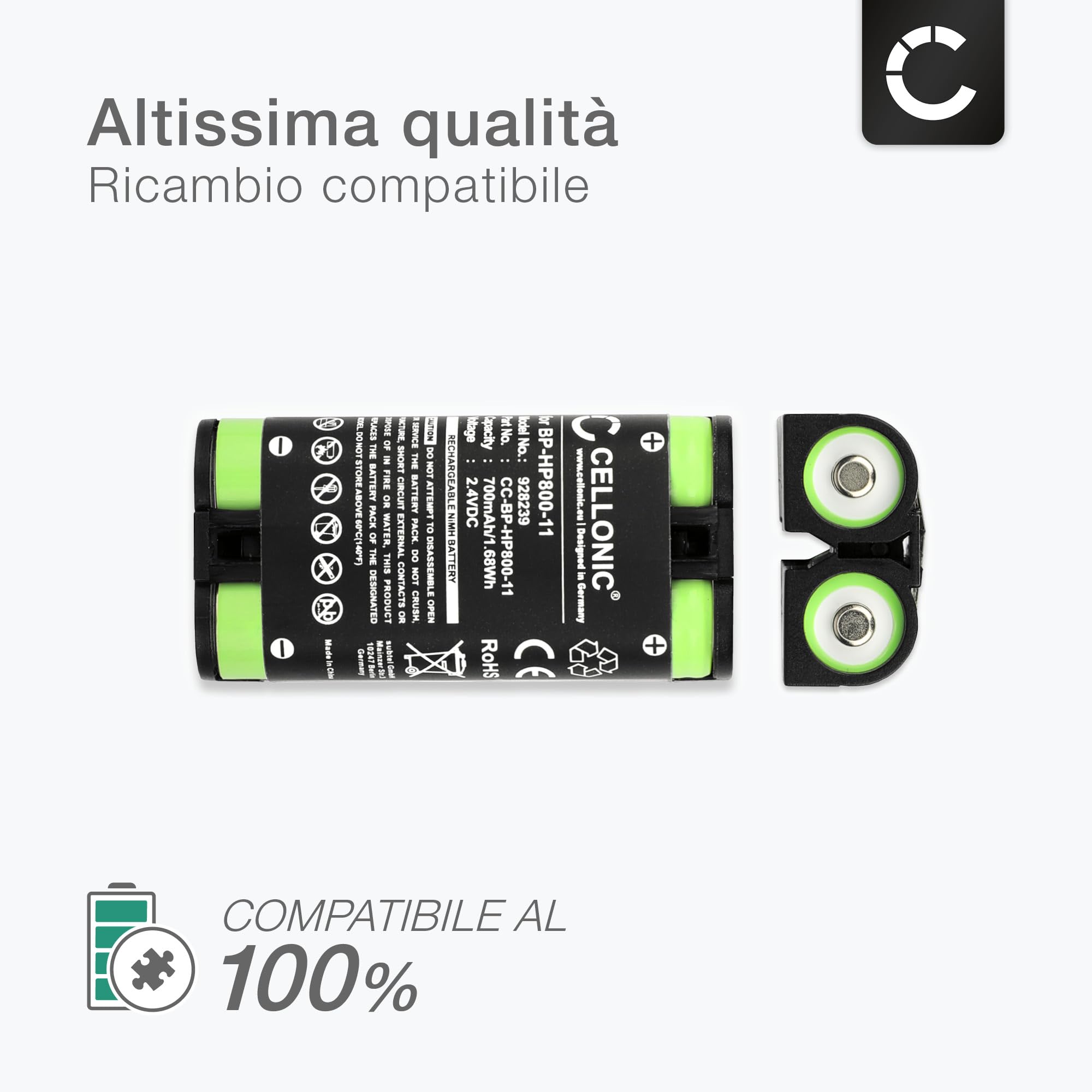 CELLONIC 2x Batteria per Headset/Auricolare/Cuffie Compatibile con Sony MDR-RF995, MDR-RF995RK, WH-RF400, BP-HP800-11 – (700mAh, 2.4V)