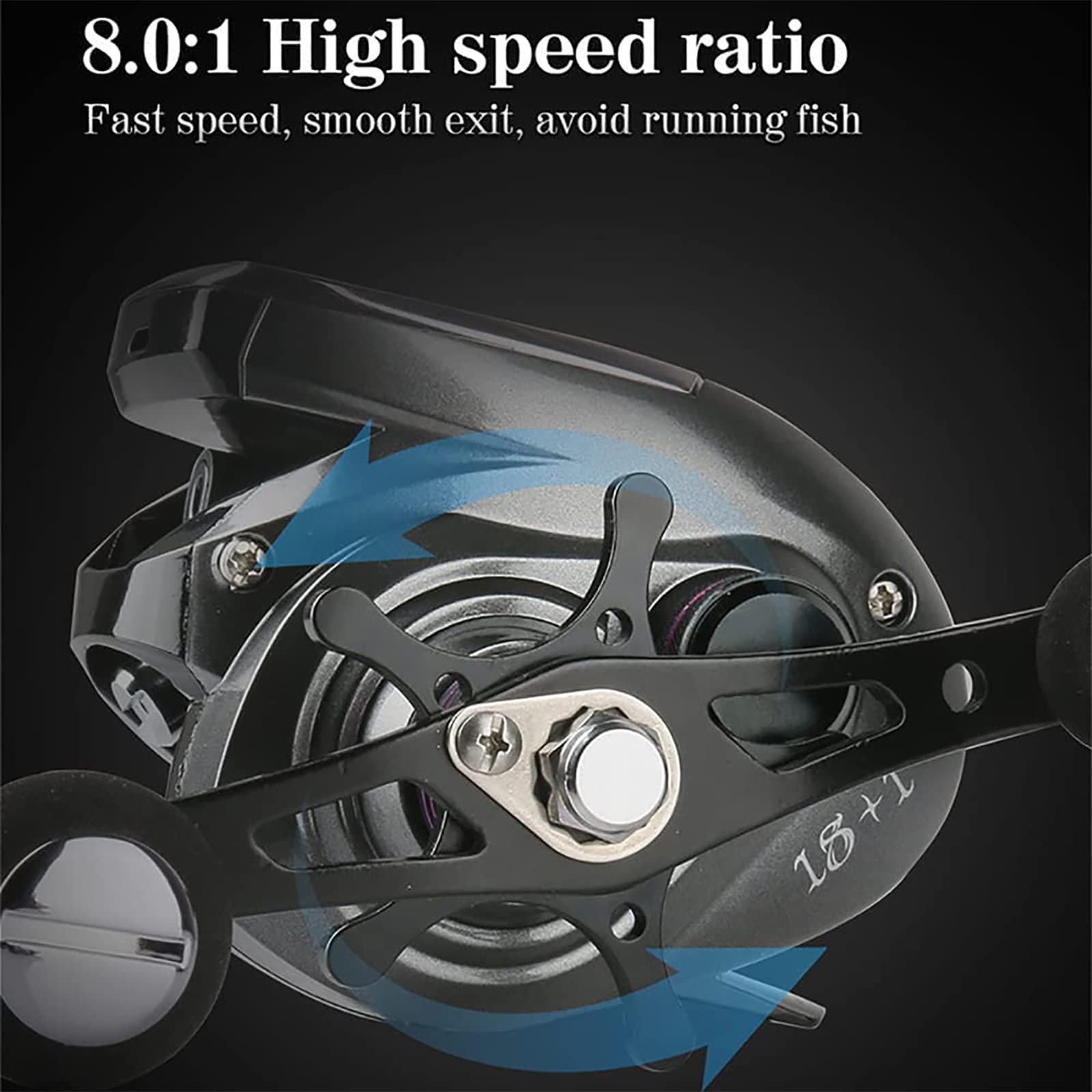 Mini Carrete Pesca Giratorio, Carrete Pesca Eléctrico Pantalla Digital, Rodamiento: Eje 18+1/Ajuste Freno Magnético 9 Velocidades/relación Velocidad: 8.0:1, para Pesca En Balsa/Pesca En Hielo
