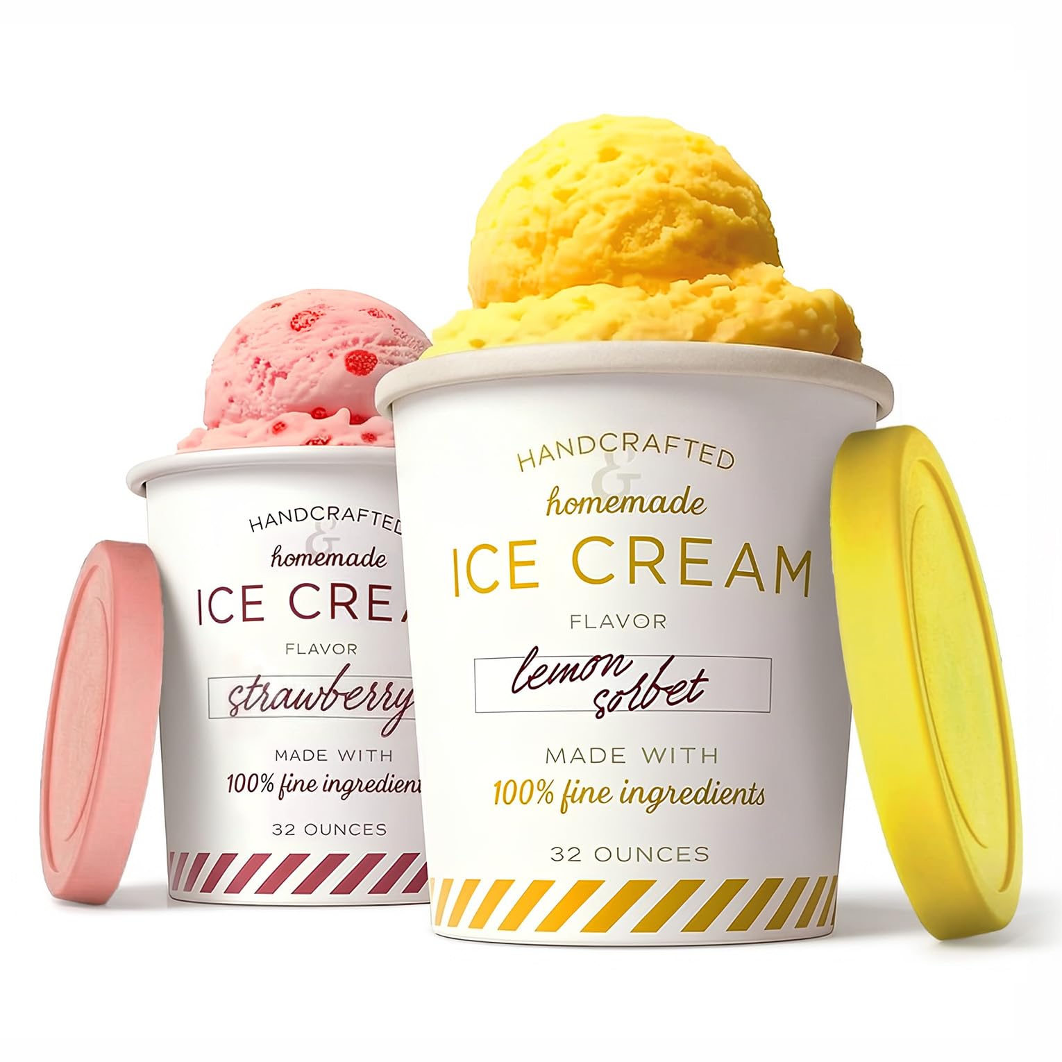 Stock Your Home 32oz Ice Cream Containers with Airtight Silicone Lids (2-Pack) Reusable 2 Pint Ice Cream Container for Storing Gelato, Sorbet, and Frozen Yogurt