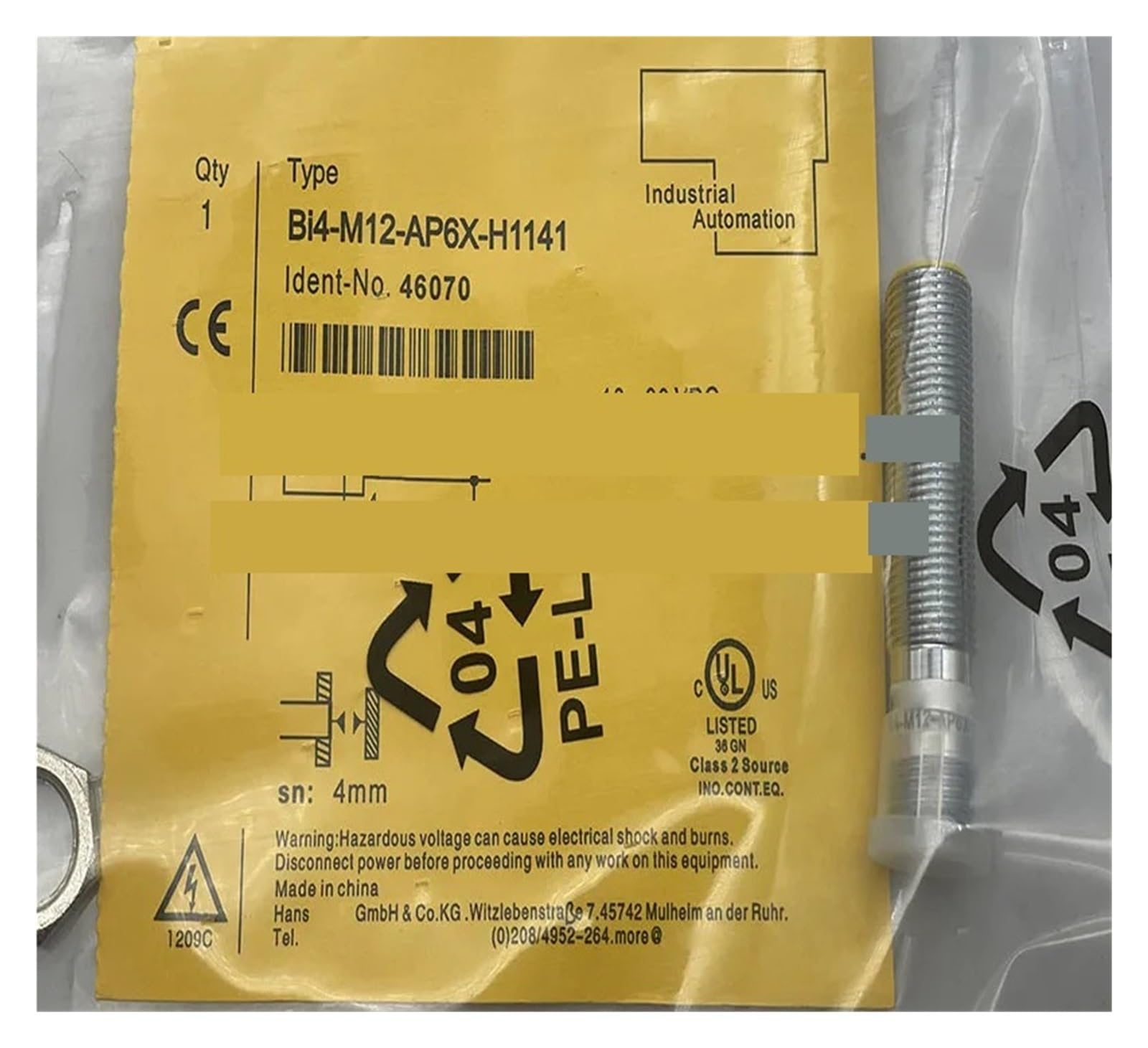 OSHZIKJII Sensor BI4-M12-RP6X BI4-M12-AP6X-H1141 BI4-M12-AN6X-H1141 proximity switch(BI4-M12-RP6X)