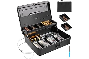 Deluxe Metal Money Box with Adjustable Coin Tray and Security Features