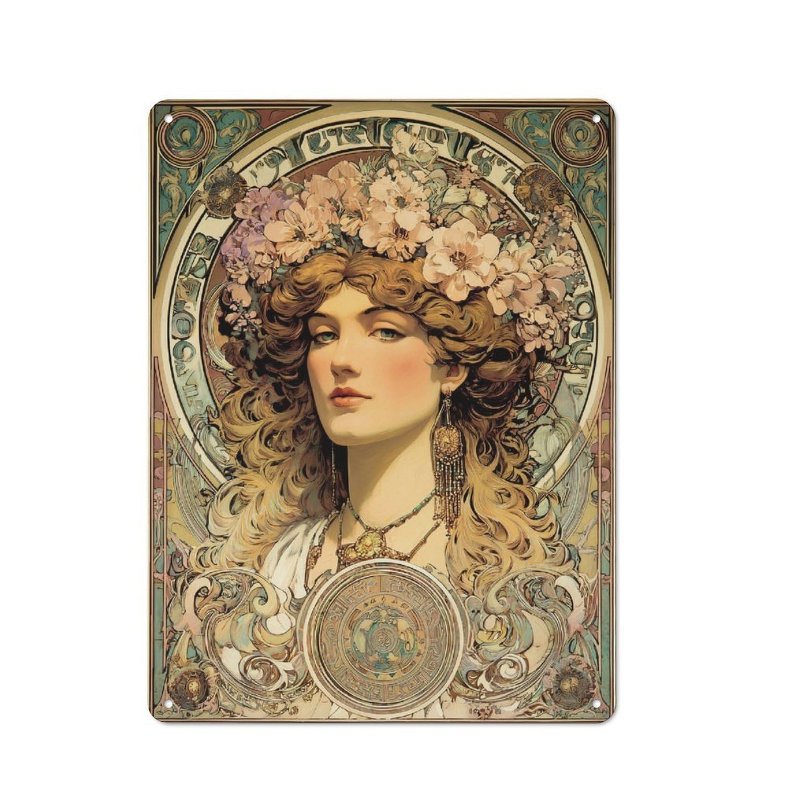 Junmoney Floral Majesty -4 Vintage-Inspired Tin Sign 40X30cm For Café Or Restaurant, For Cooler-Month Interiors With Vintage Character