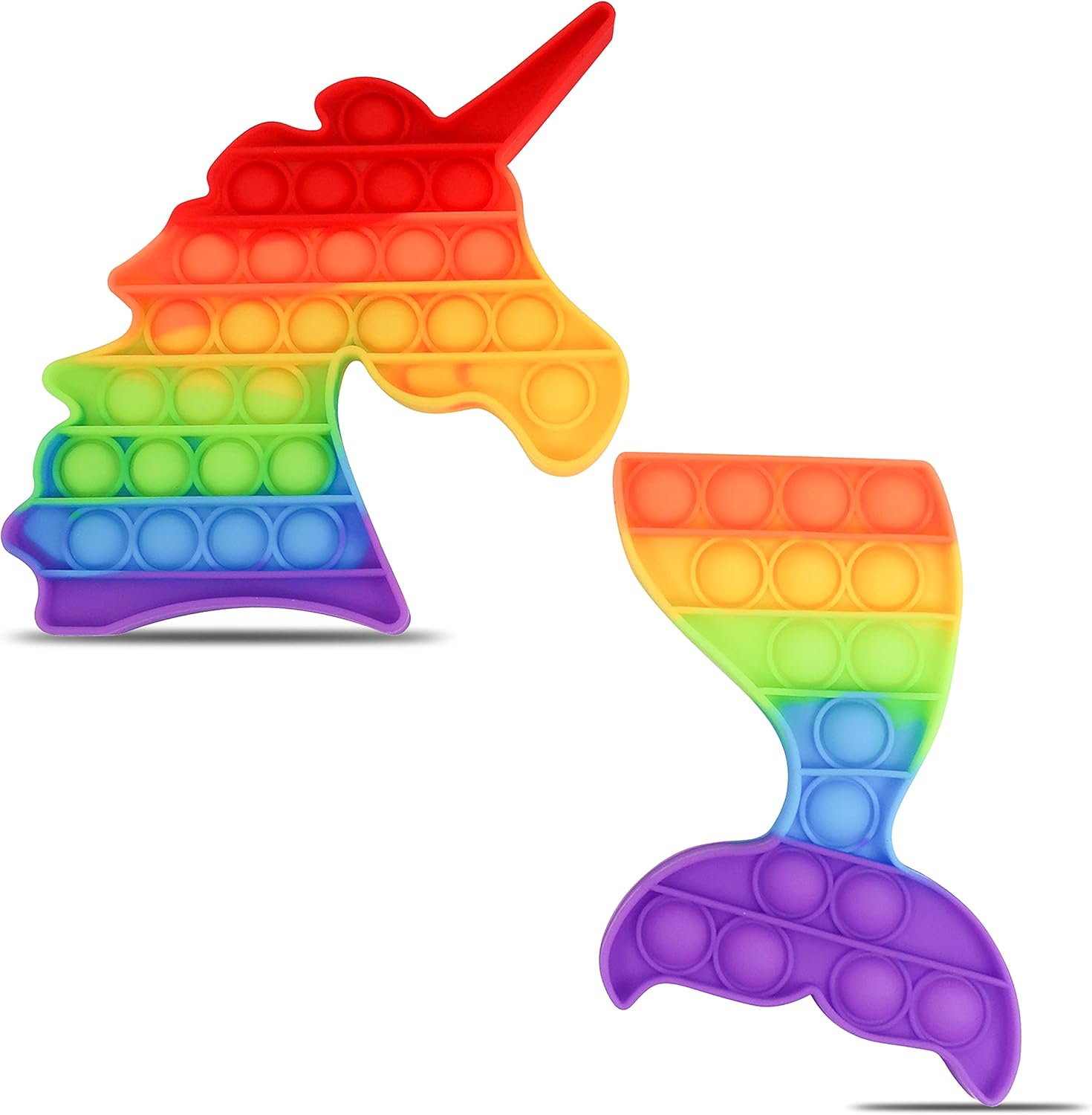 Bubble Popper Fidget Toy – Stress Relieving Push Pop Bubbles Toy for Kids and Adults, Relaxing Silicon Bubble Poppers Sensory Toy for ADHD, Autistic Kids (Unicorn & Mermaid Tail #2)