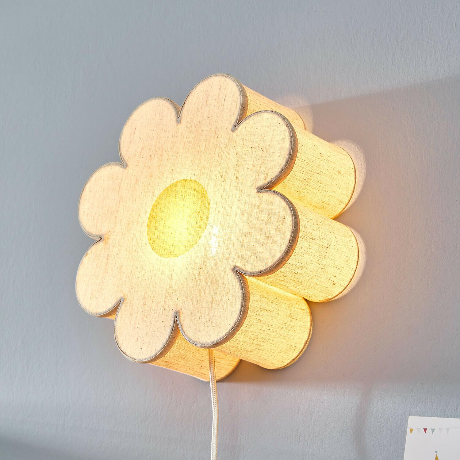 Loberon Wandlampe Poppeline - Niedliche Blumenform - Perfekt fürs Kinderzimmer - Warmes Licht - Wandleuchte - Eisen - Baumwolle, beige/gelb