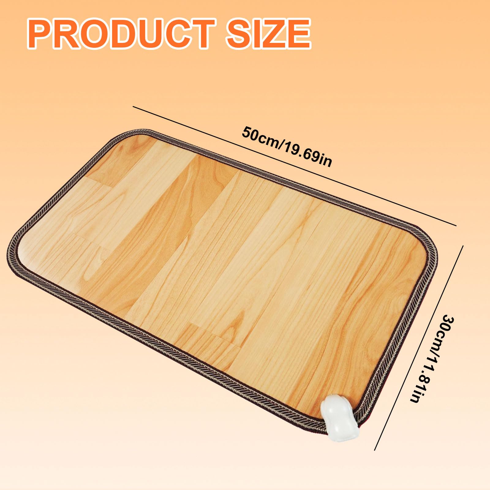 Calienta Pies Eléctrico 50x30cm Calentador de Pies Temperatura Ajustable Alfombra Calefactable con Parte Trasera Antideslizante, Calentadores de Pies Eléctrico para Oficina Hogar