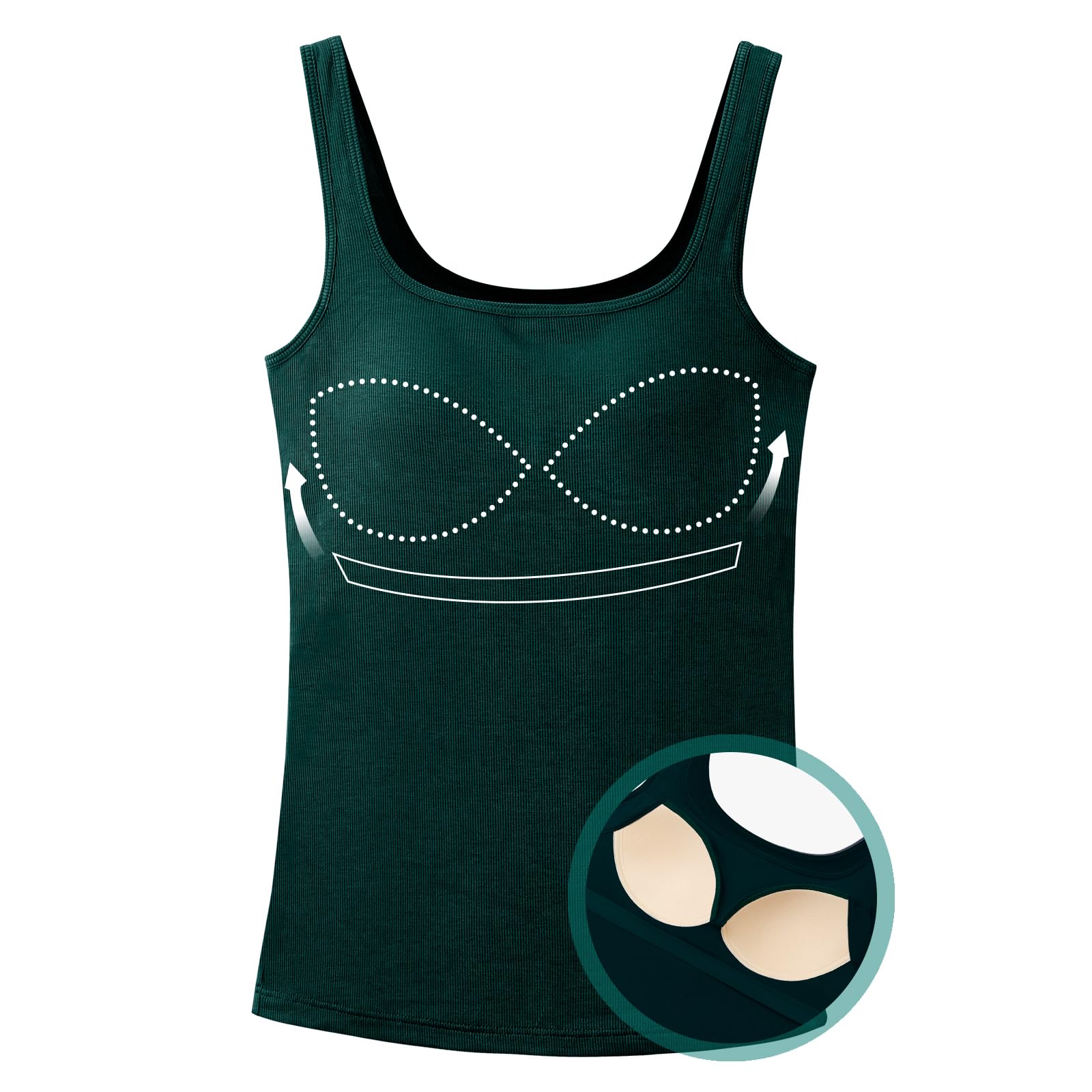 ANYFITTING Damski Biustonosz Zintegrowany Basic Tank U-Shape Tank Damski Basic Tank bez Rękawów Large Strap Tank S-3XL