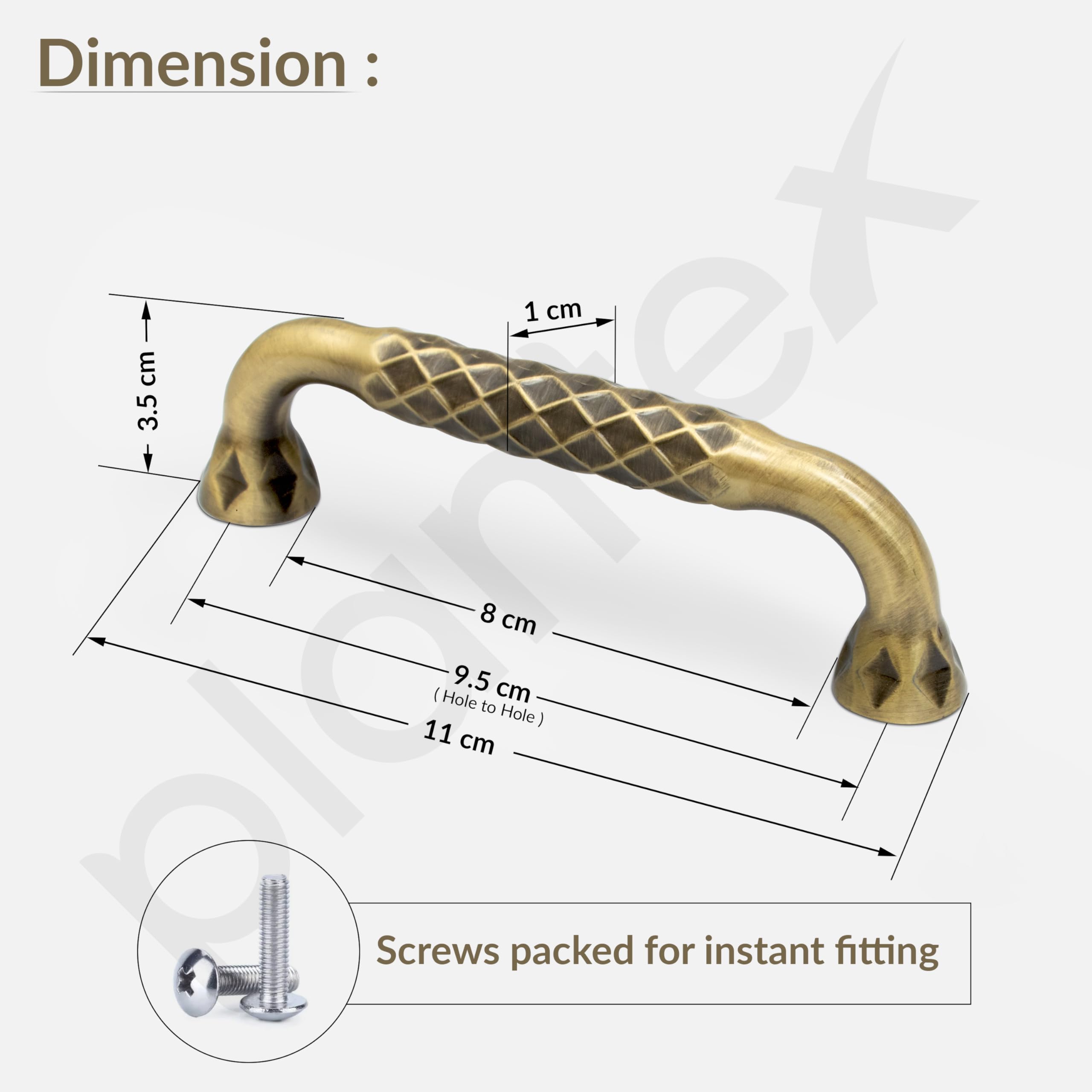 Plantex Cabinet Handle/Kitchen Cabinet Door Handle/Wardrobe/96 mm Cupboard Handle/Door Pull-Push Handle for Home/Office - Pack of 2 (Brass Antique) — Amazon image 3