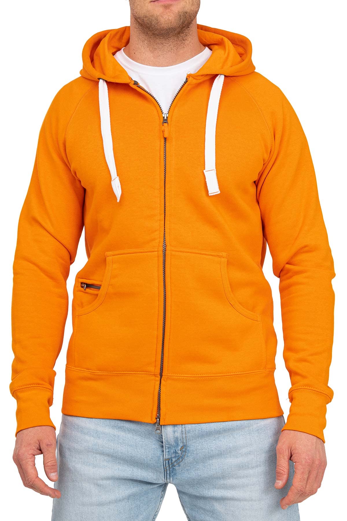 Happy Clothing Herren Sweatjacke mit Kapuze - warme Zip Hoodie Jacke aus Baumwollmischung - weiches Fleece innen, Regular Fit, 300 g/m², Zwei Fronttaschen, mit Reißverschlussfach - Größen S-5XL
