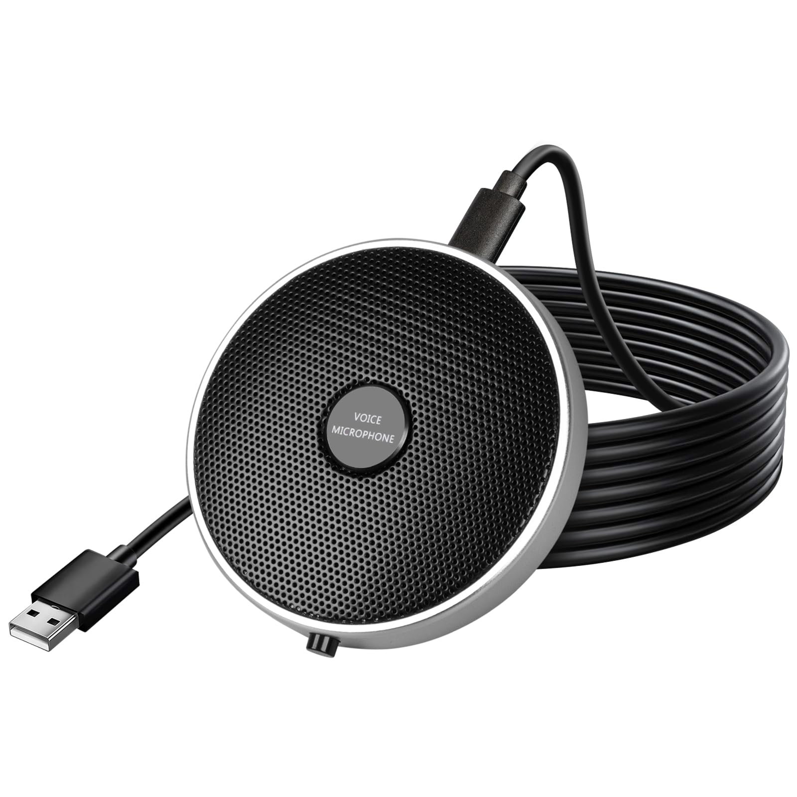 Depusheng Q2 mikrofon konferencyjny USB, wielokierunkowy mikrofon pojemnościowy 360° z przyciskiem wyciszenia, Plug & Play, do komputera/laptopa/zoom/Skype/spotkania/nagrywania