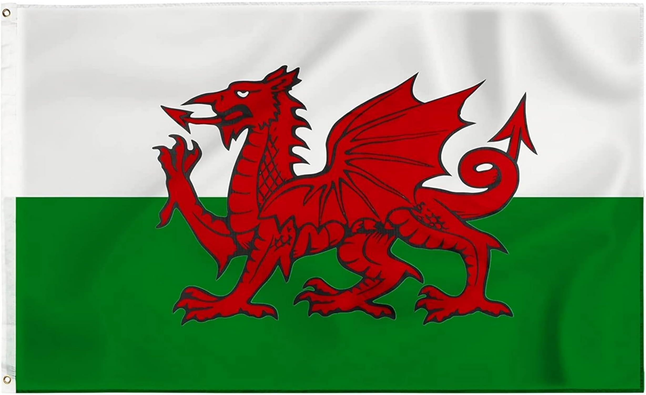 Wales Dragon Flag 5ft x 3ft with Brass Eyelets, Polyester Ukrainian Banner for Solidarity Events, Home Display and Indoor Outdoor Garden Use