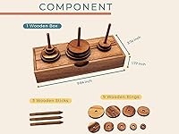 Vista 8 de BSIRI Divertidos juegos de mesa de rompecabezas de la torre de Hanoi (9 anillos) con diseños de madera para rompecabezas cerebrales