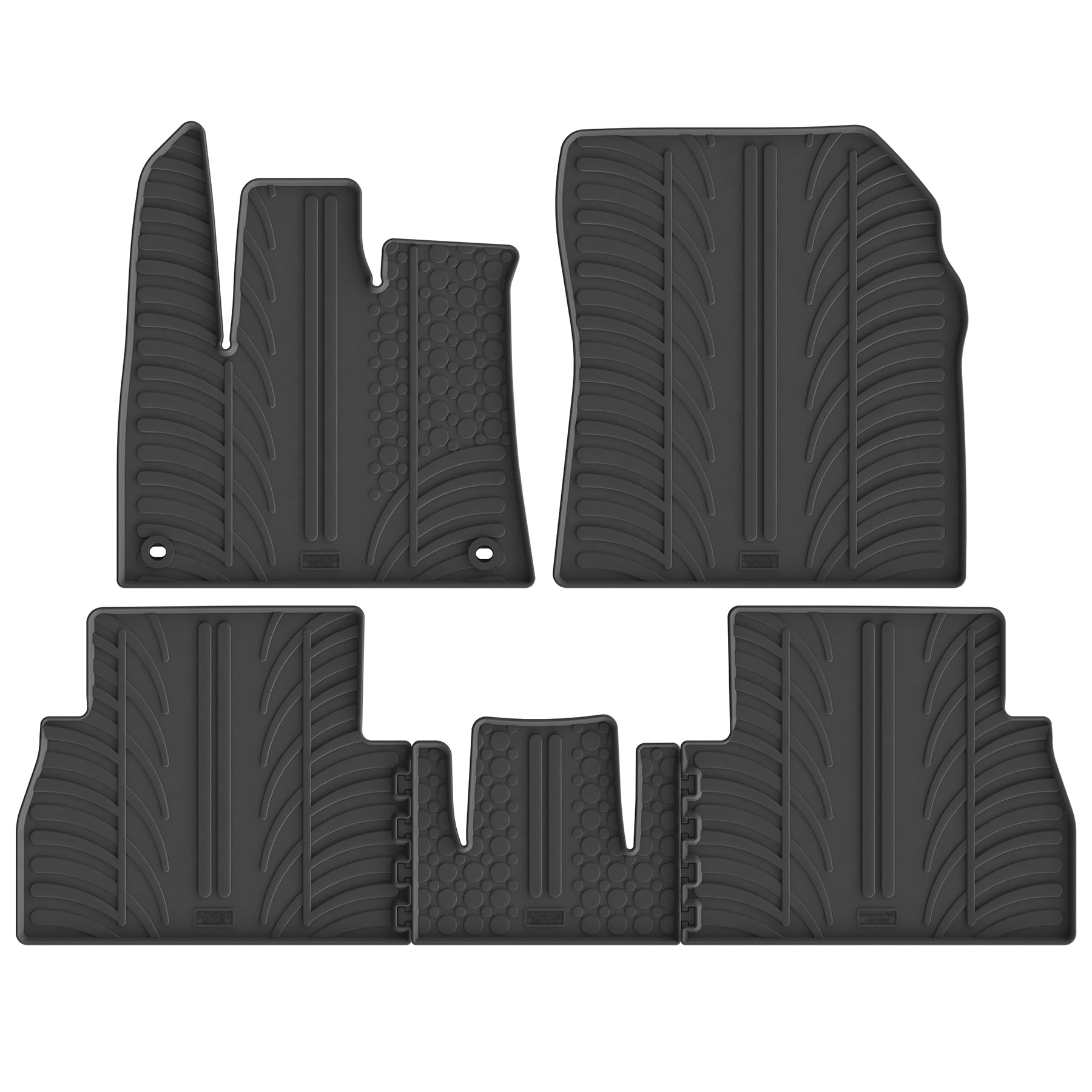 Alfombrillas de goma compatible con Citroën Berlingo Multispace / Opel Combo Tour (MPV) / Peugeot Rifter / Toyota Proace City 9/2019- (Asientos fijos) (Perfil T 5-partes + clips de montaje ovalo)