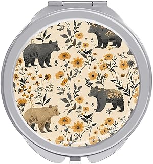 Bear and Flowers Travel Makeup Mirror 1x/2x M...