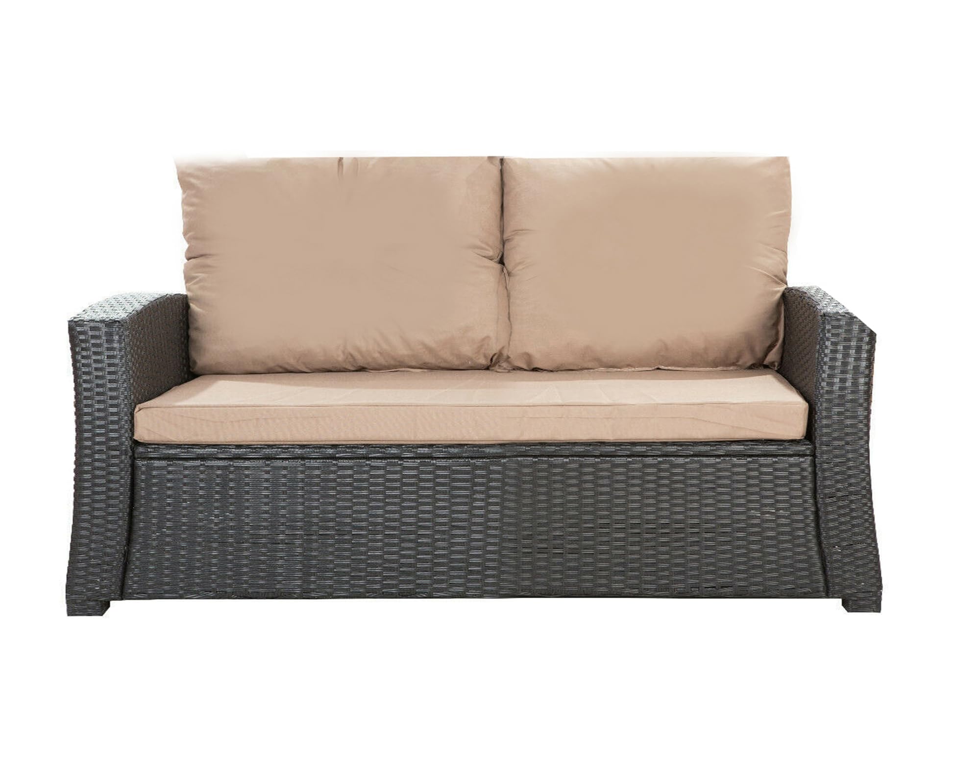 SET Cuscini per Giardino Esterno – Cuscini per Panche, Divano e Dondolo – Divano 4 posti (Beige, Canape 110x50x50/2x Sedia 50x56cm)