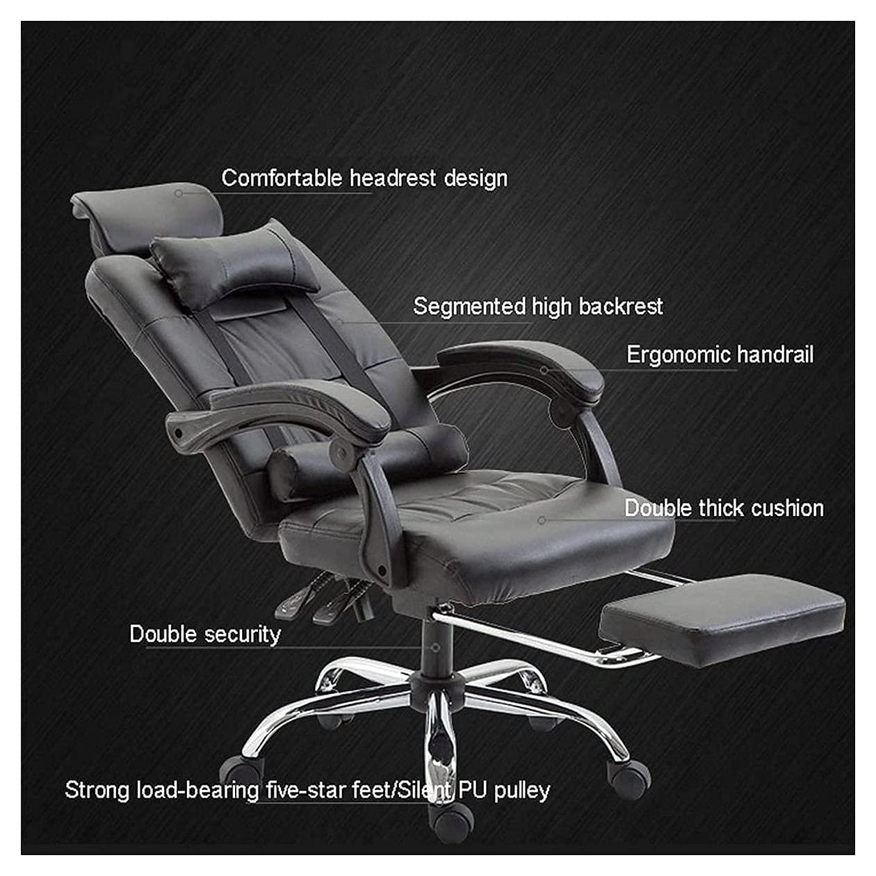 Krzesło do gier komputerowych Ergonomiczne rozkładane krzesło do gier wideo, krzesło biurowe Executive Krzesło szefa Krzesła biurowe z podnóżkiem, skóra (kolor: brązowy) Warm as ever