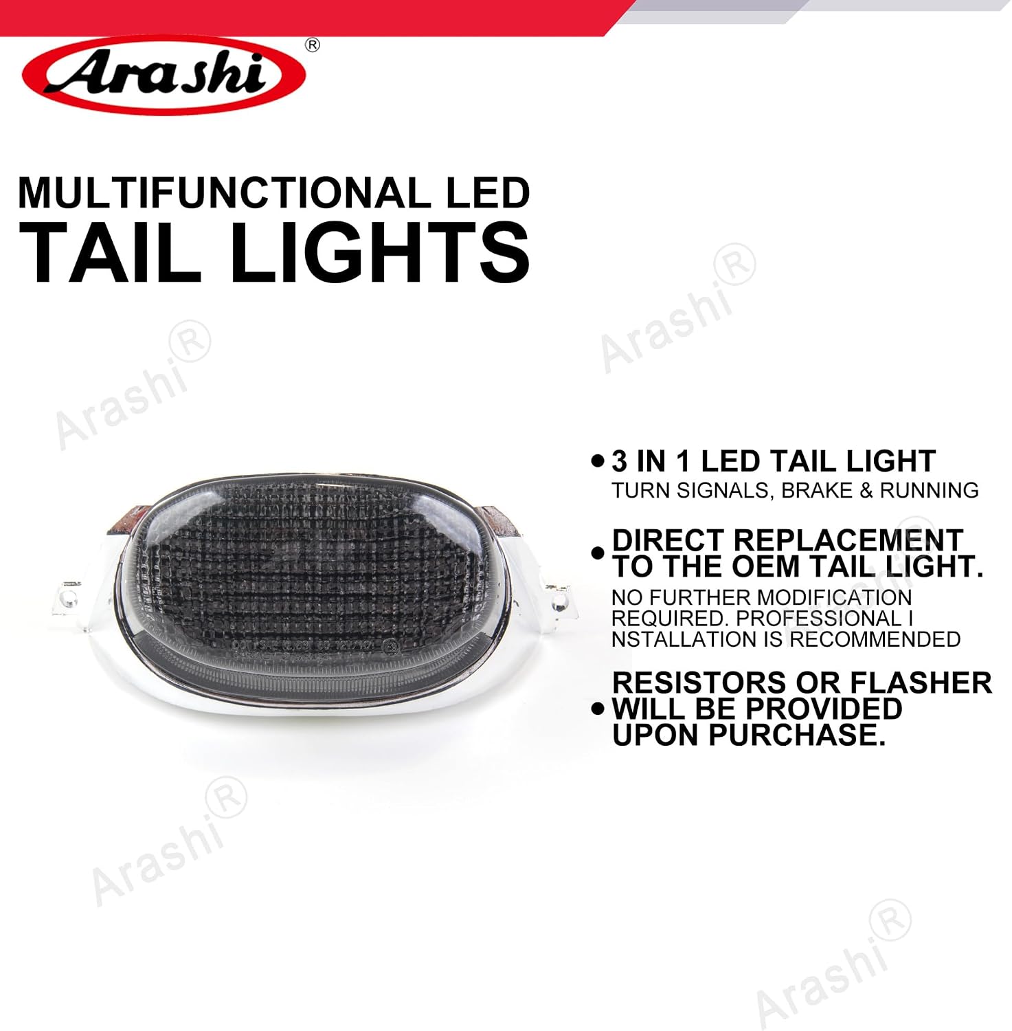 Arashi LED Taillight for Suzuki GSXR 600 1996-2000, GSXR 750 1996-1999, GSXR 1100 1997-1998, Motorcycle Accessories Turn Signal Brake Tail light Integrated Smoke Lens