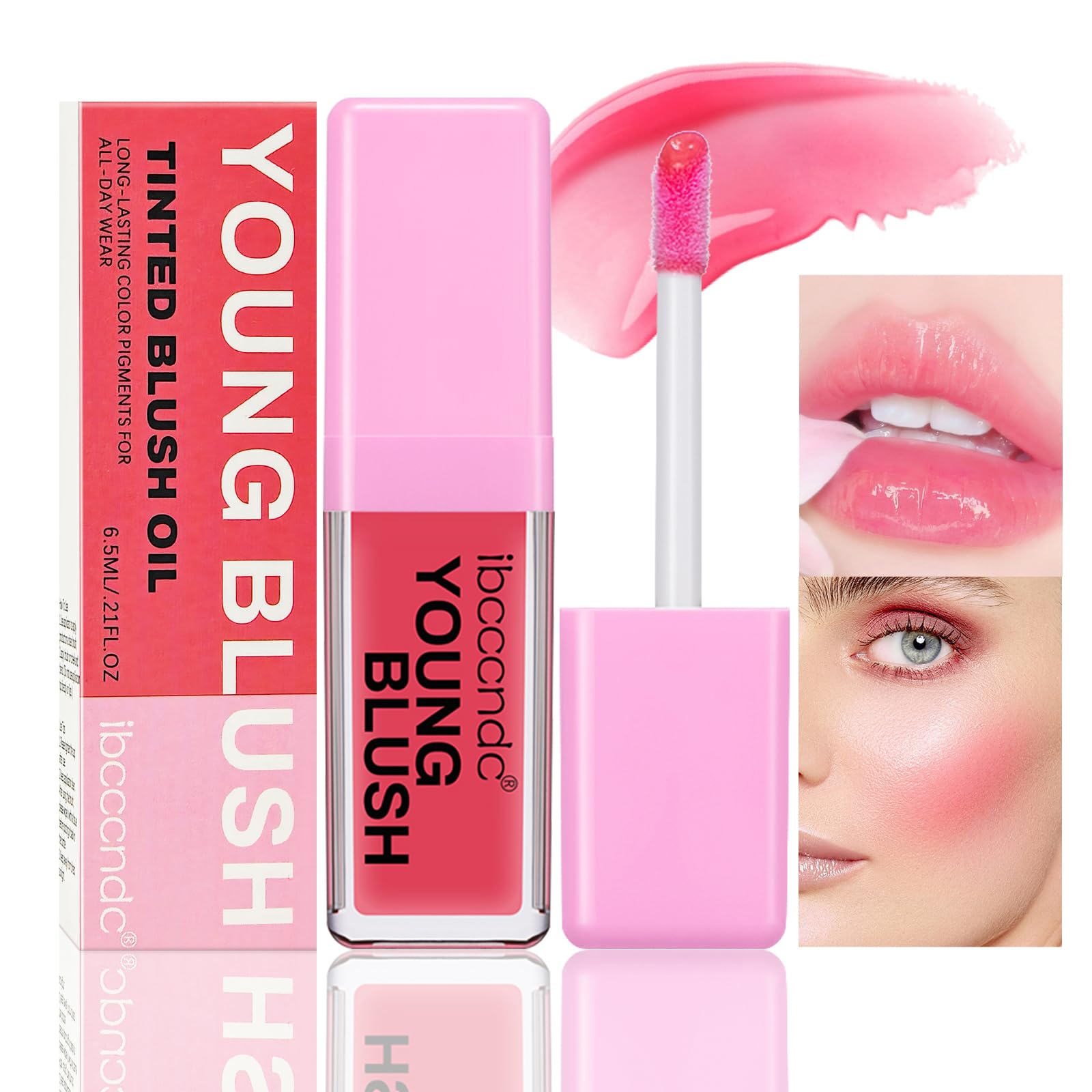 Color Changing Blush Oil, Clear Liquid Blush for Cheeks and Lips, Lightweight & Waterproof & Moisturizing Formula, Transforms into Beautiful Shades on Your Skin's pH for a Natural Flush Finish, 6.5ml (Clear Pink)