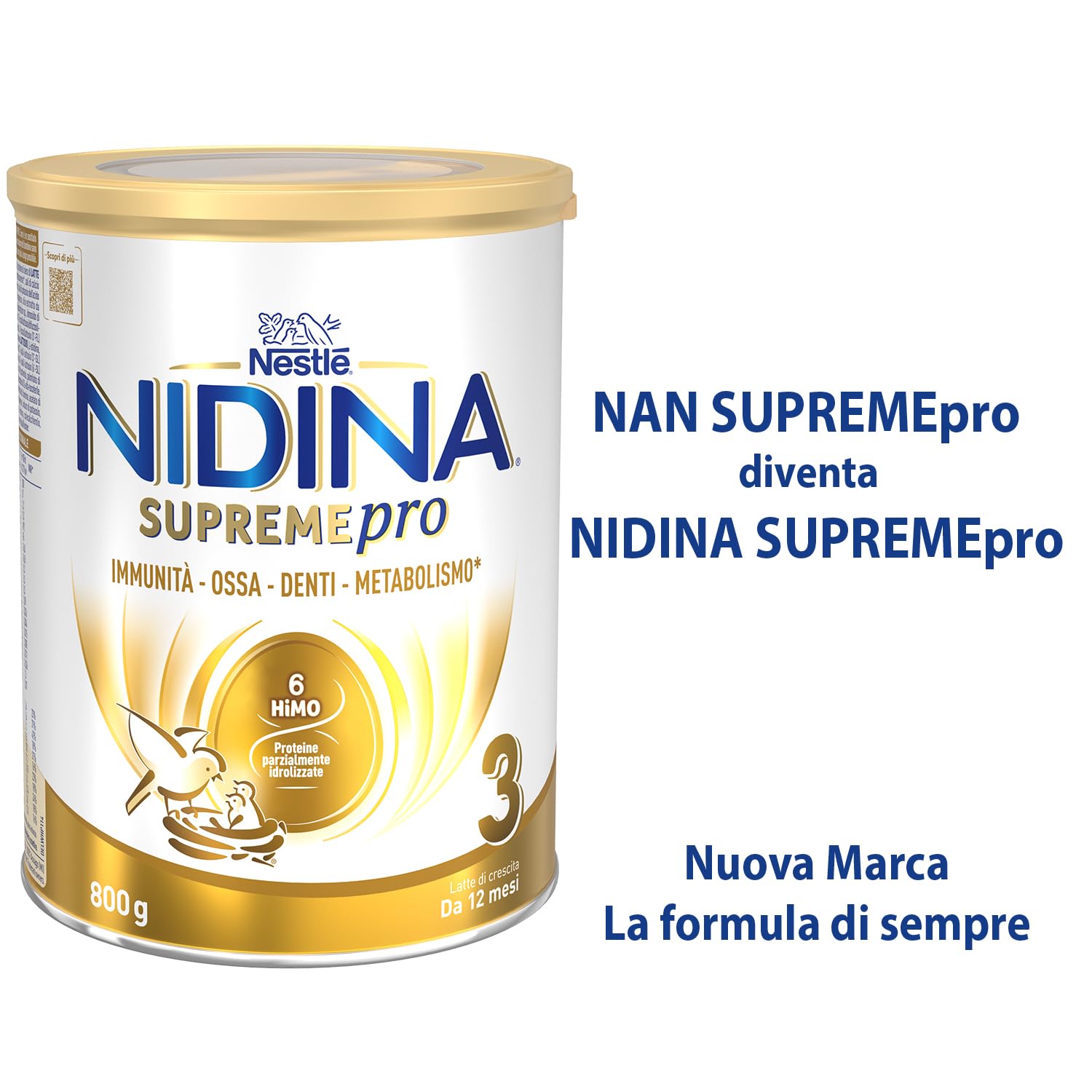 NIDINA SUPREMEpro 3 Latte di Crescita Polvere da 12 mesi, Latta 800g