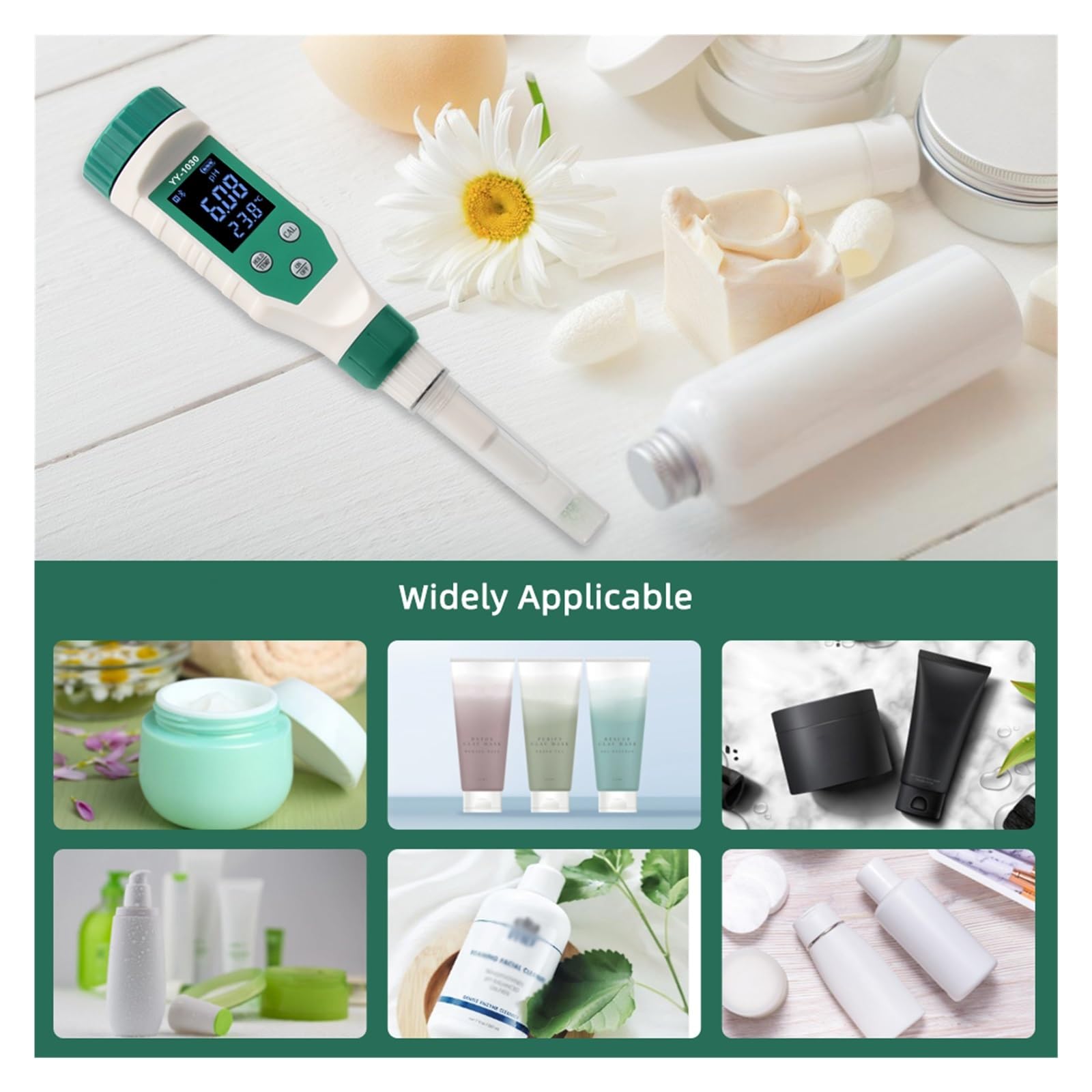 Tester miernika PH, Profesjonalna pielęgnacja skóry miernik PH 0.00~14.00 kwasowość wrażliwa sonda cyfrowy Tester kwasowości do kremowego balsamu kosmetycznego,Woda pitna, Hydroponika, SPA, Browarn