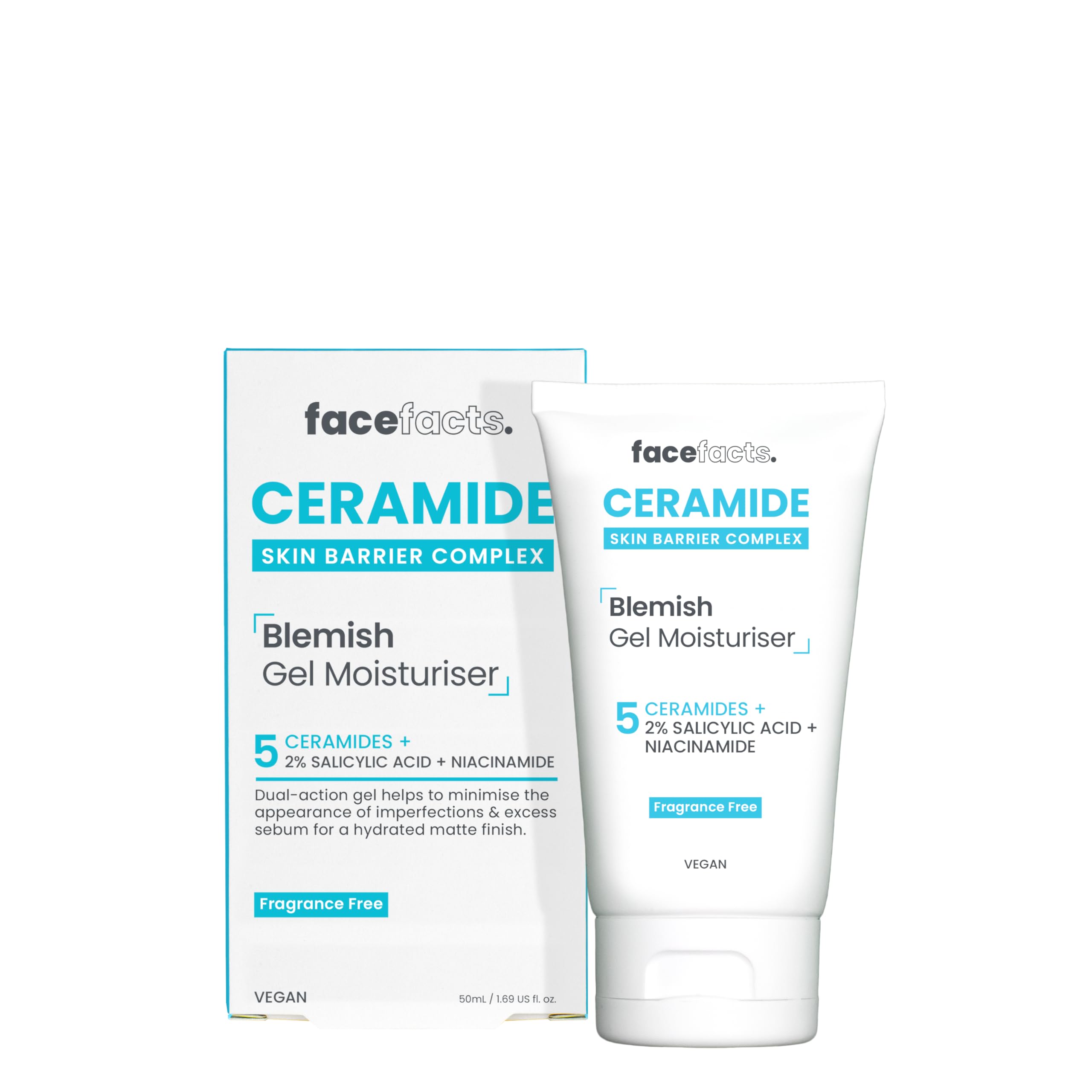 Face Facts Ceramide Blemish Gel Moisturiser, White, 50 ml (Pack of 1)