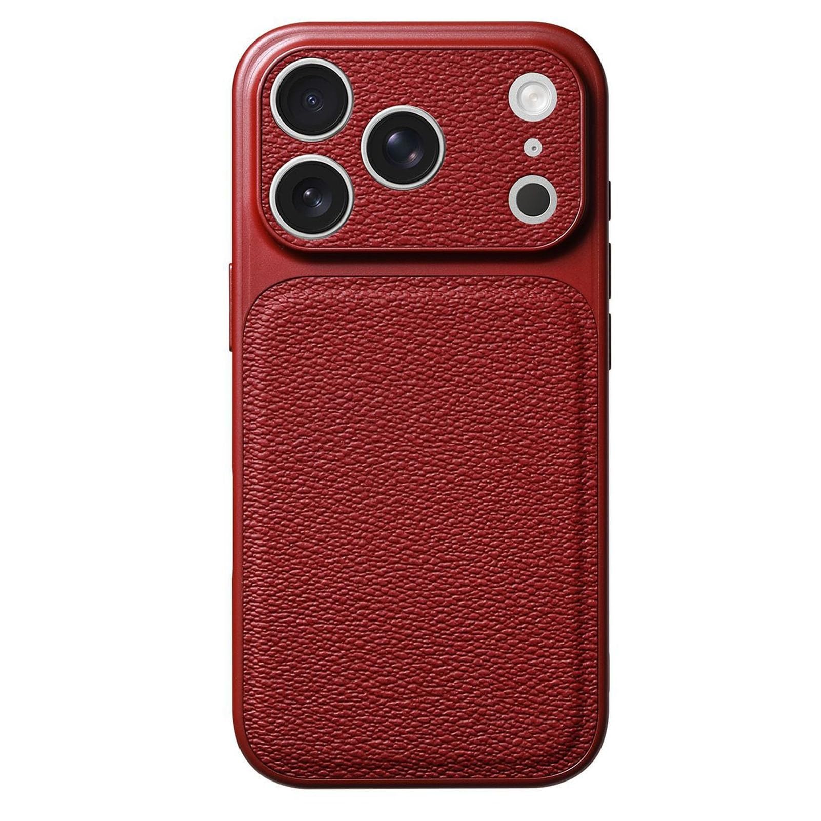 Étui en cuir iPhone 17 Pro Max rouge luxe et chic texture litchi - 6