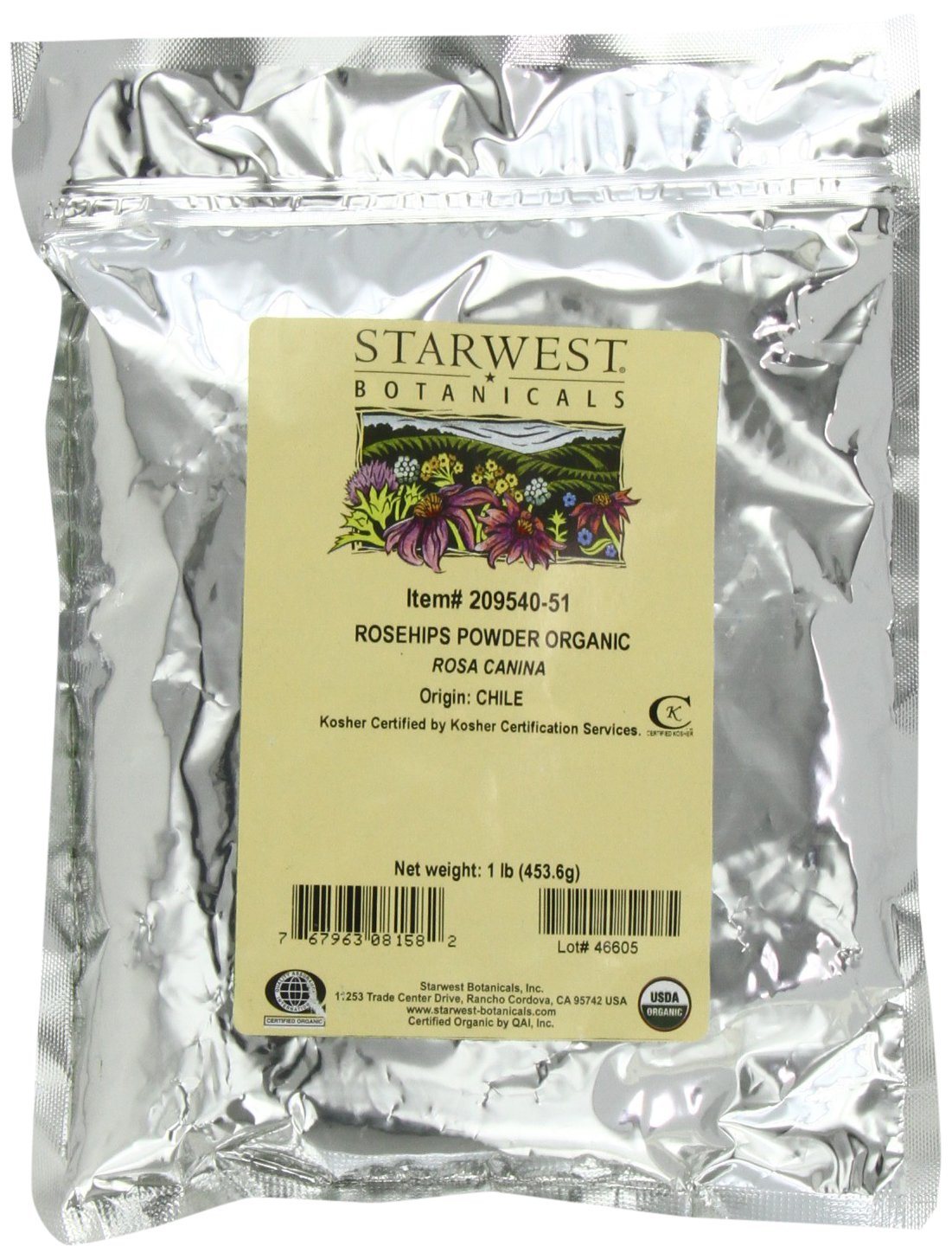 Starwest Botanicals Organic Rosehip Powder, 1-pound Bags (Pack of 2)
