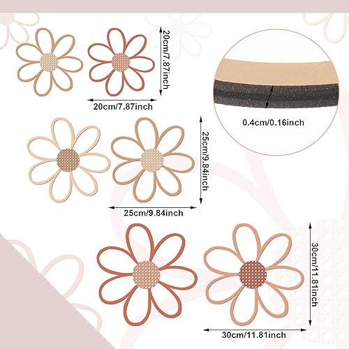 Miniatura 2 de Thyle 6 piezas de decoración de pared de margaritas de madera, diseño de margaritas blancas, letreros colgantes para el hogar, guardería,