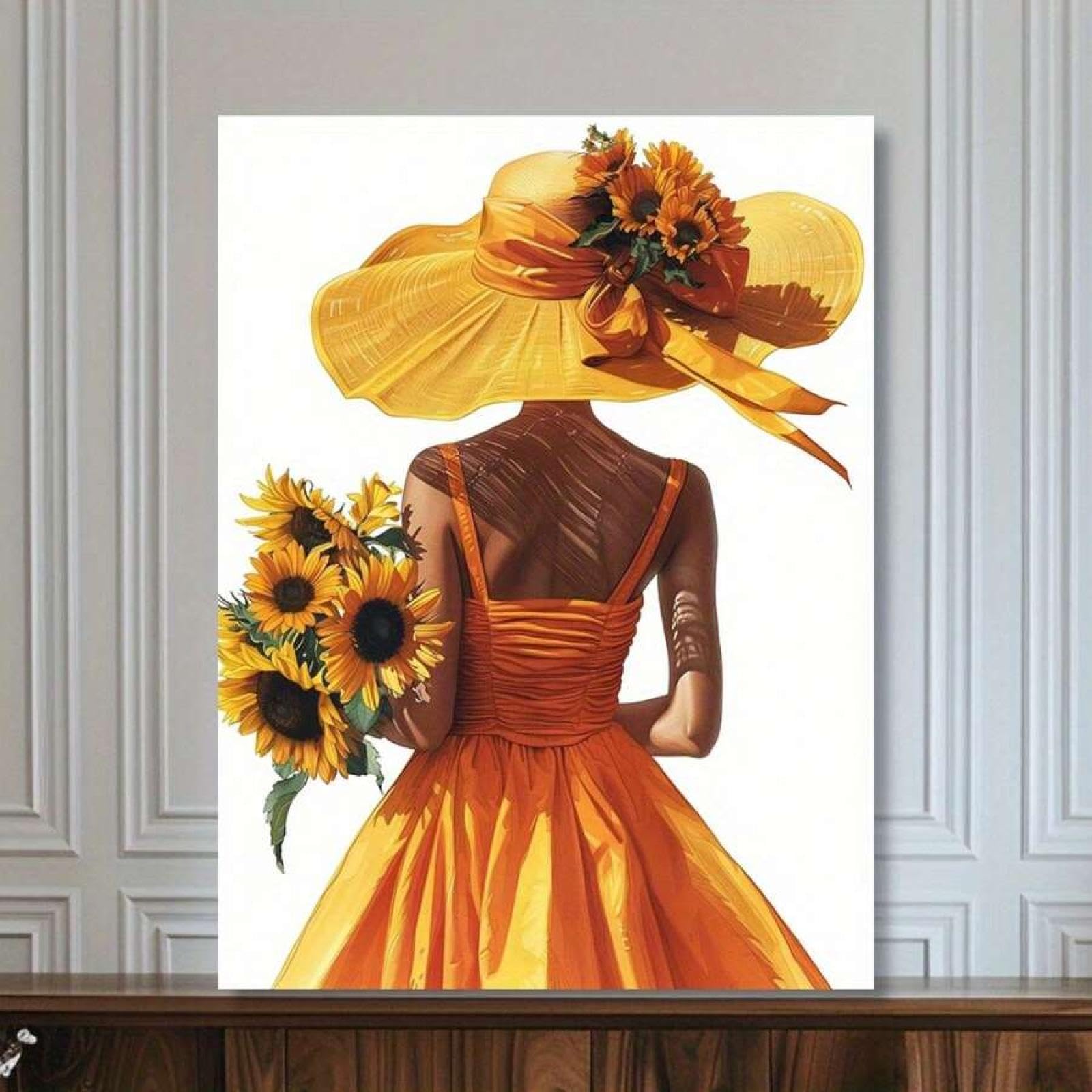 Peinture à l'huile sur toile célébrant l'élégance féminine et l'art mural - 8