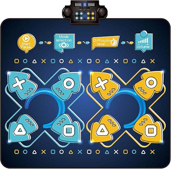 2Player Dance Mat for kids, Electronic Double Dance Mixer Rhythm Step Play Mat,Dance pad Game Toys Music for Girls Boys,Christmas/Festival/Birthday Gifts for Kids,Age 3 4 5 6 7 8 9 10 11 12+ Year Old