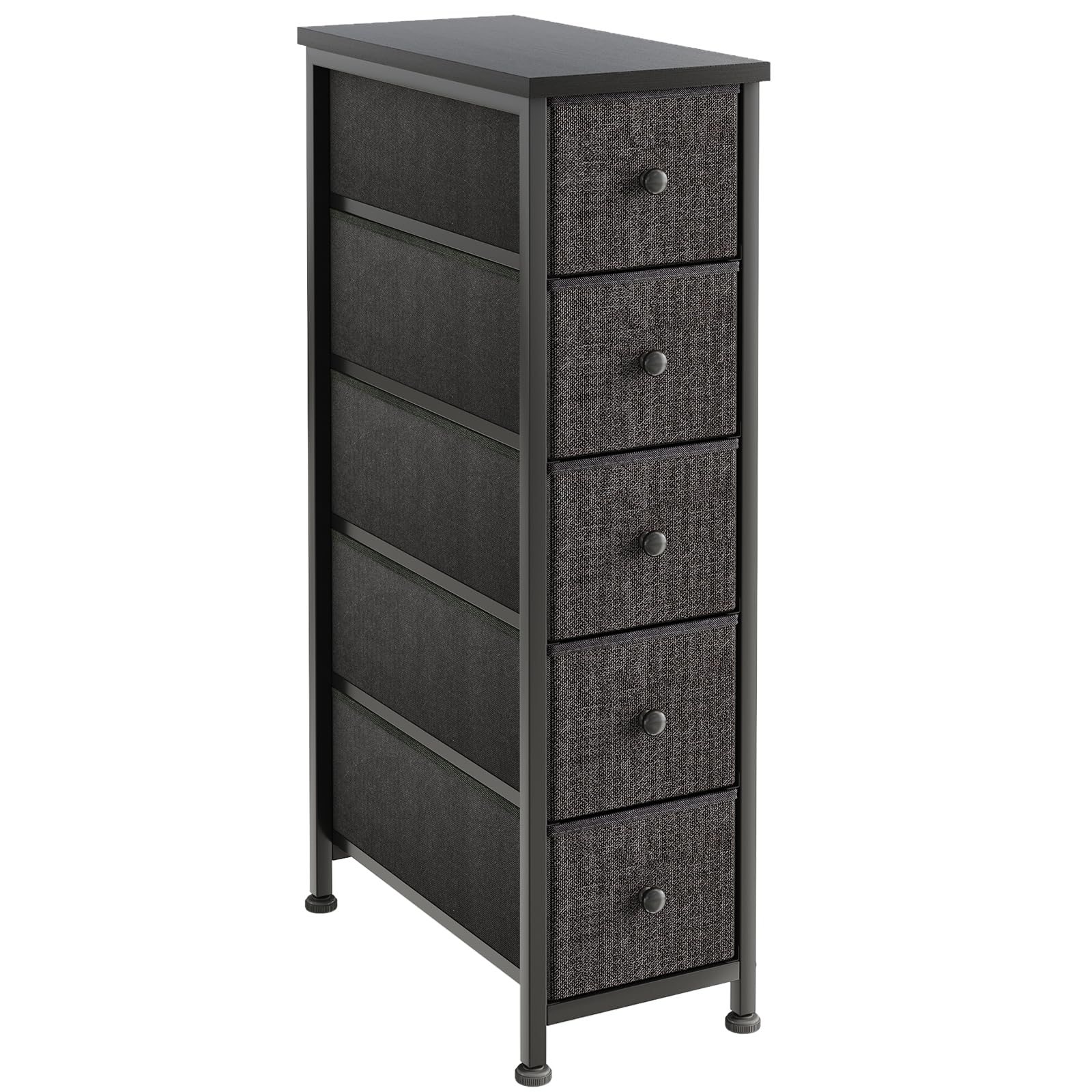 MUTUN Cassettiera stretta con 5 cassetti, larghezza 24 cm, colore nero