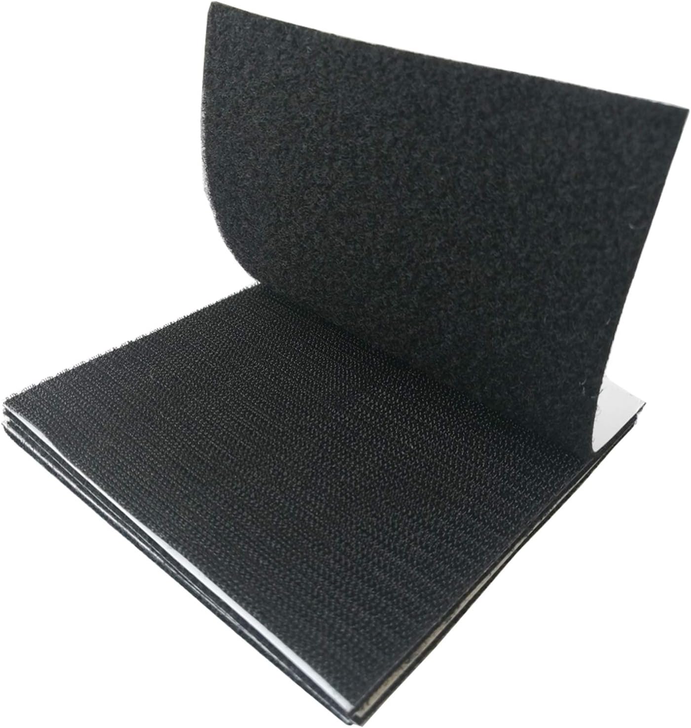 10-Pack Upgrade Hook Loop Strips Adhesive Tape Self-Adhesive Mounting Sticky Double-Sided Fasten Interlocking Tape for Fabric Hold Picture(Black, 2.5x2.5 inch)