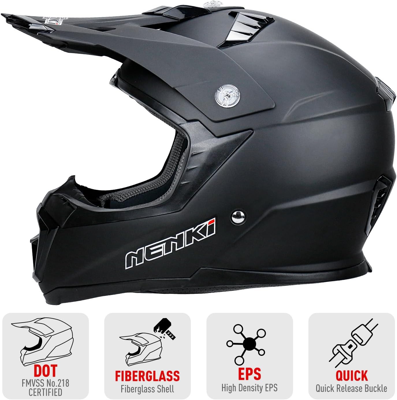 Dirt Bike Helmet Adult Fiberglass Motocross Helmet ATV MX UTV Four Wheeler Off Road Dirtbike Motorcycle Helmet for Men DOT Approved NK-316