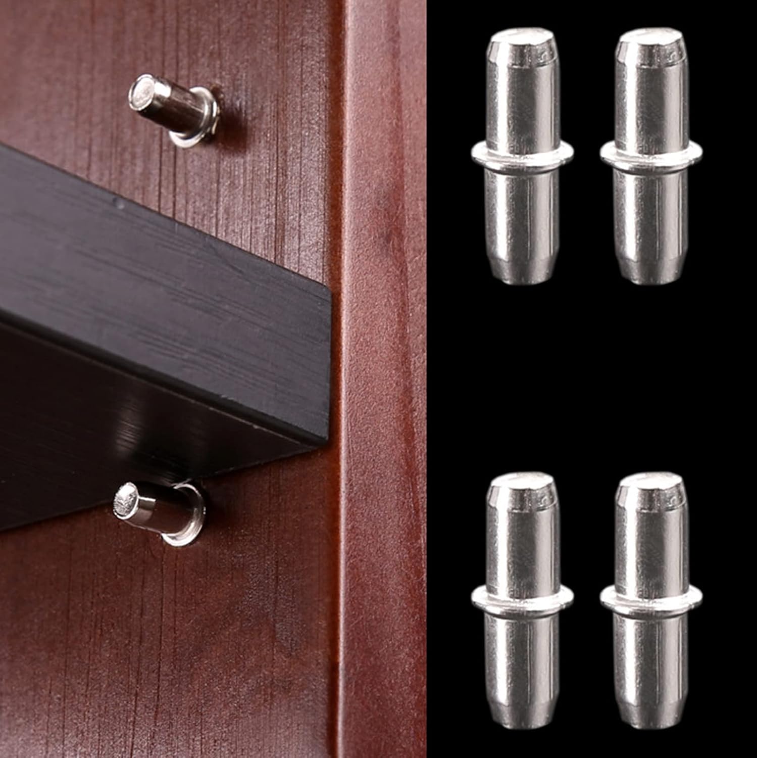 Kimlontonダボ 棚ダボ 棚受ダボ シェルフサポートピンΦ5×19mm 40個入り 差し込みタイプシルバートーン 収納ボックス付け 最大