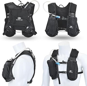 Gear Vest Lightweight Hydration Pack for Running, Cycling, Triathlon Holds 1L (35oz), Fits Large Phones, Soft Flasks, Trekking Poles Breathable & Secure Fit